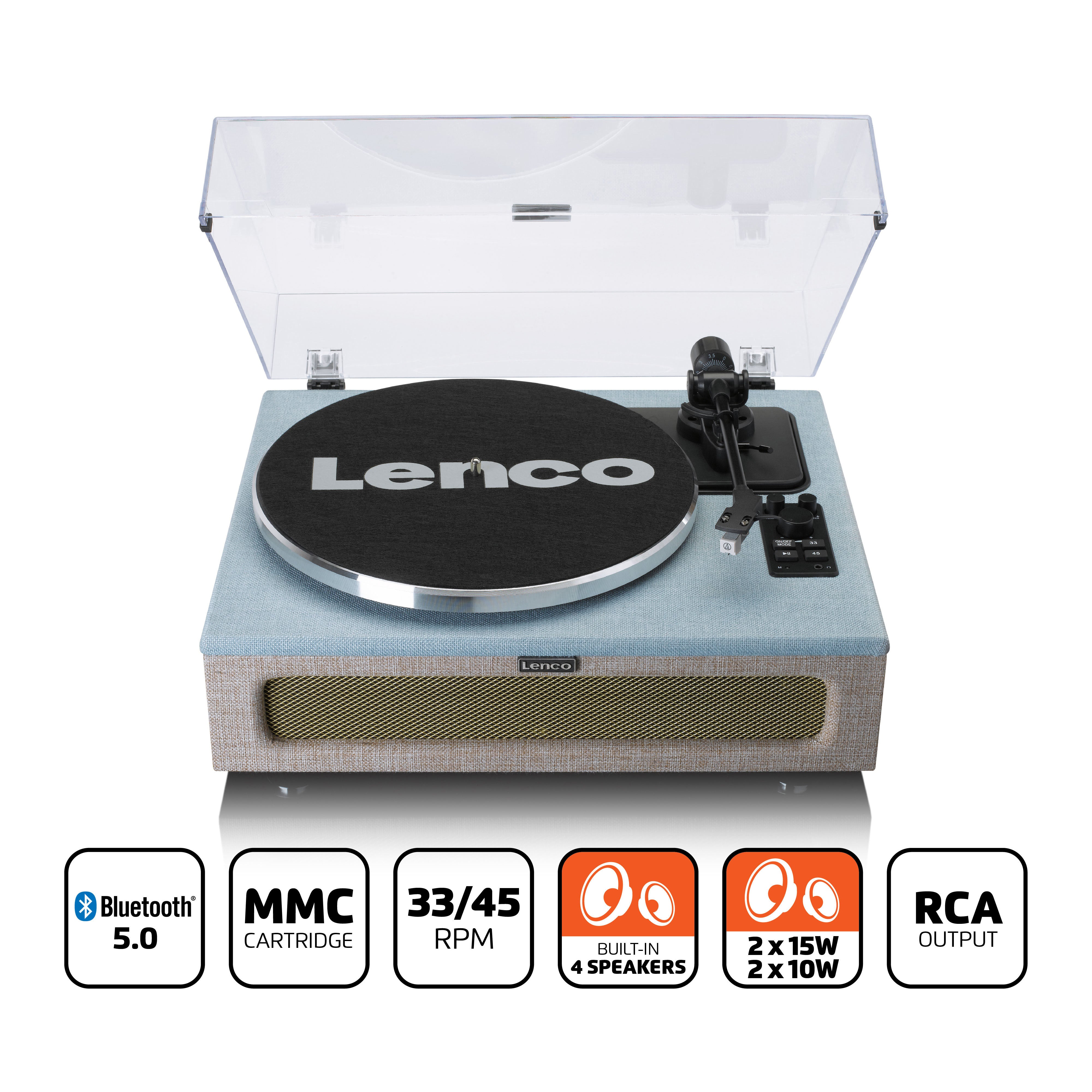 LENCO LS-440BUBG - Turntable with 4 built-in speakers - Fabric