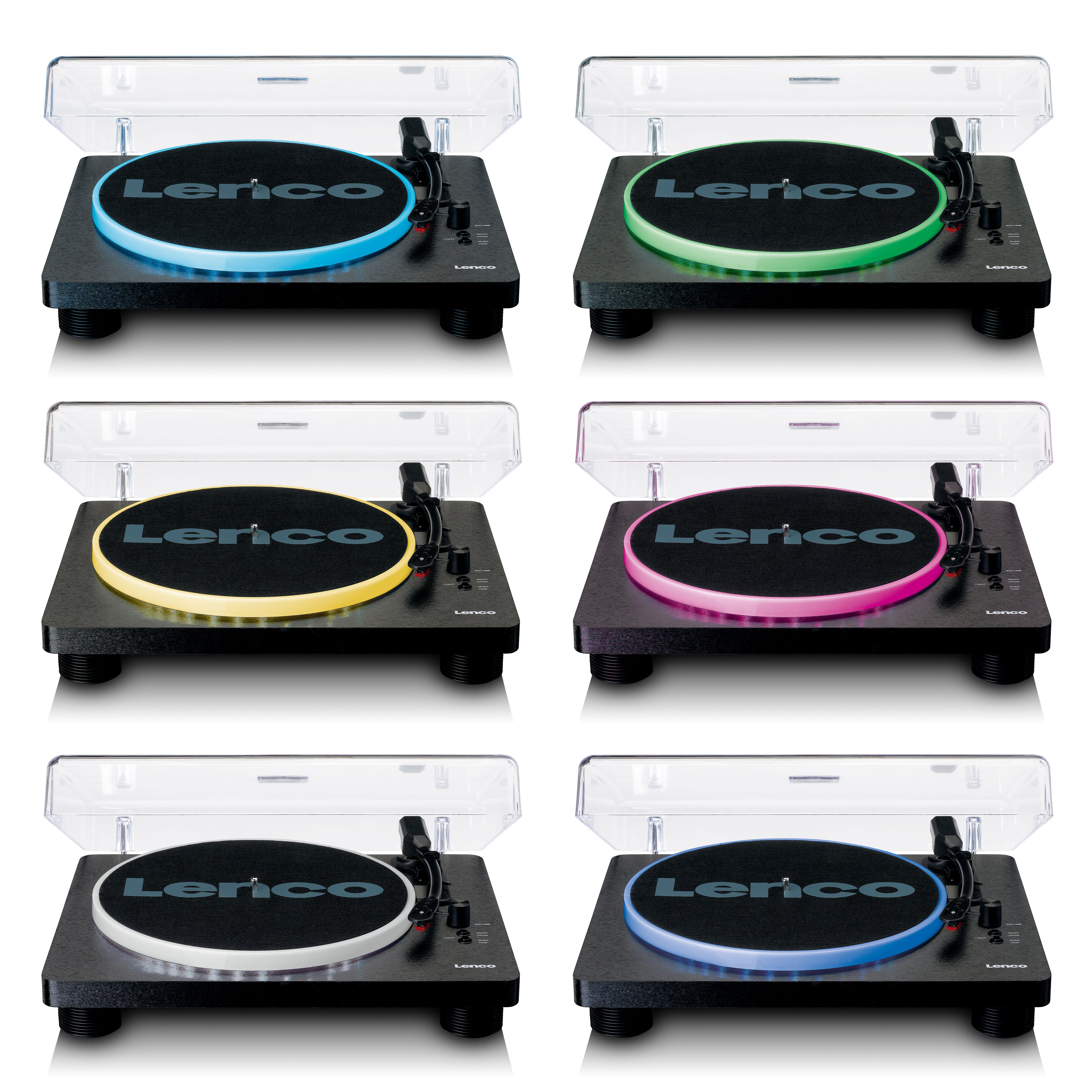 LENCO LS-50LEDBK UK - Turntable with PC encoding, speakers and lights