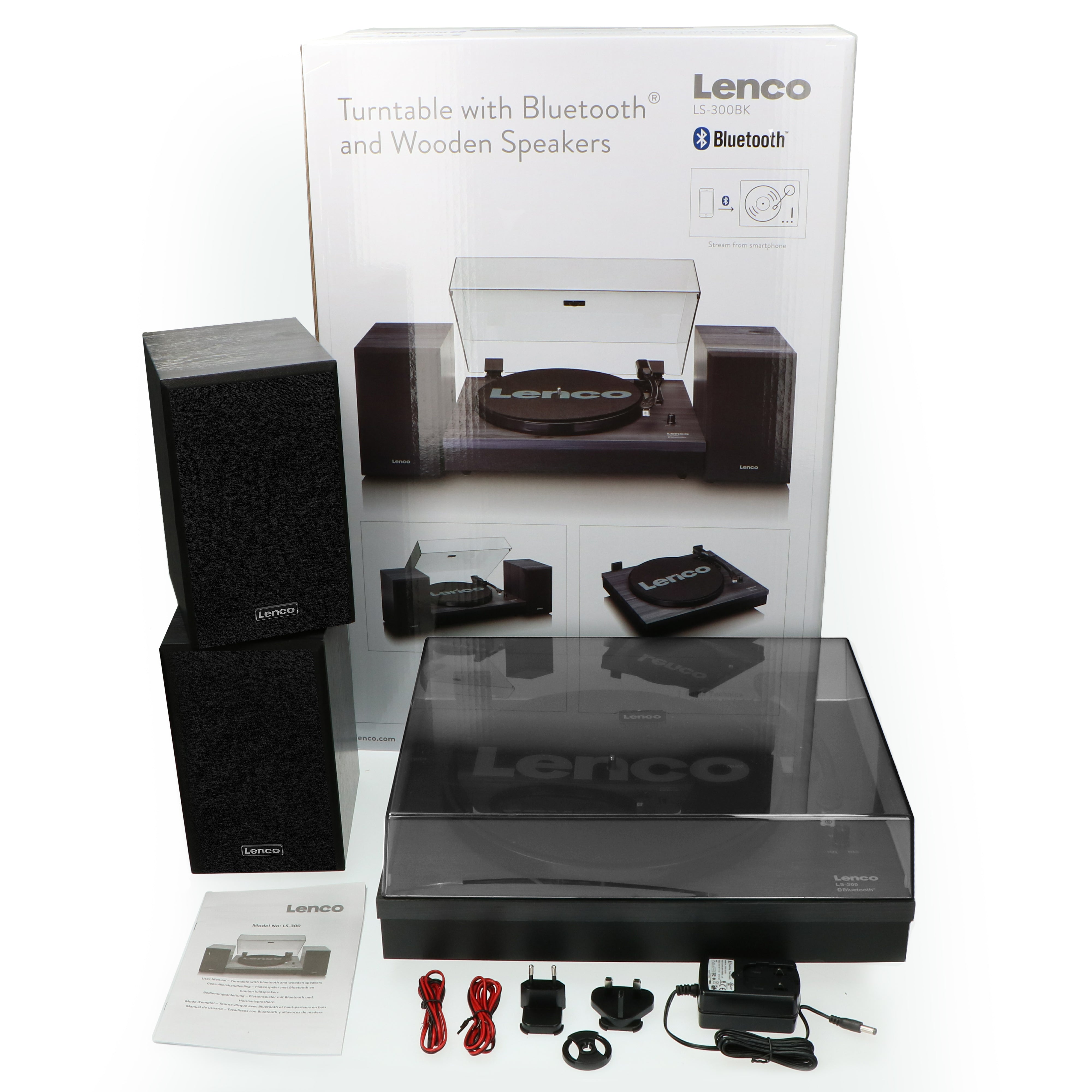 LENCO LS-300BK - Turntable with Bluetooth® and two separate speakers, black