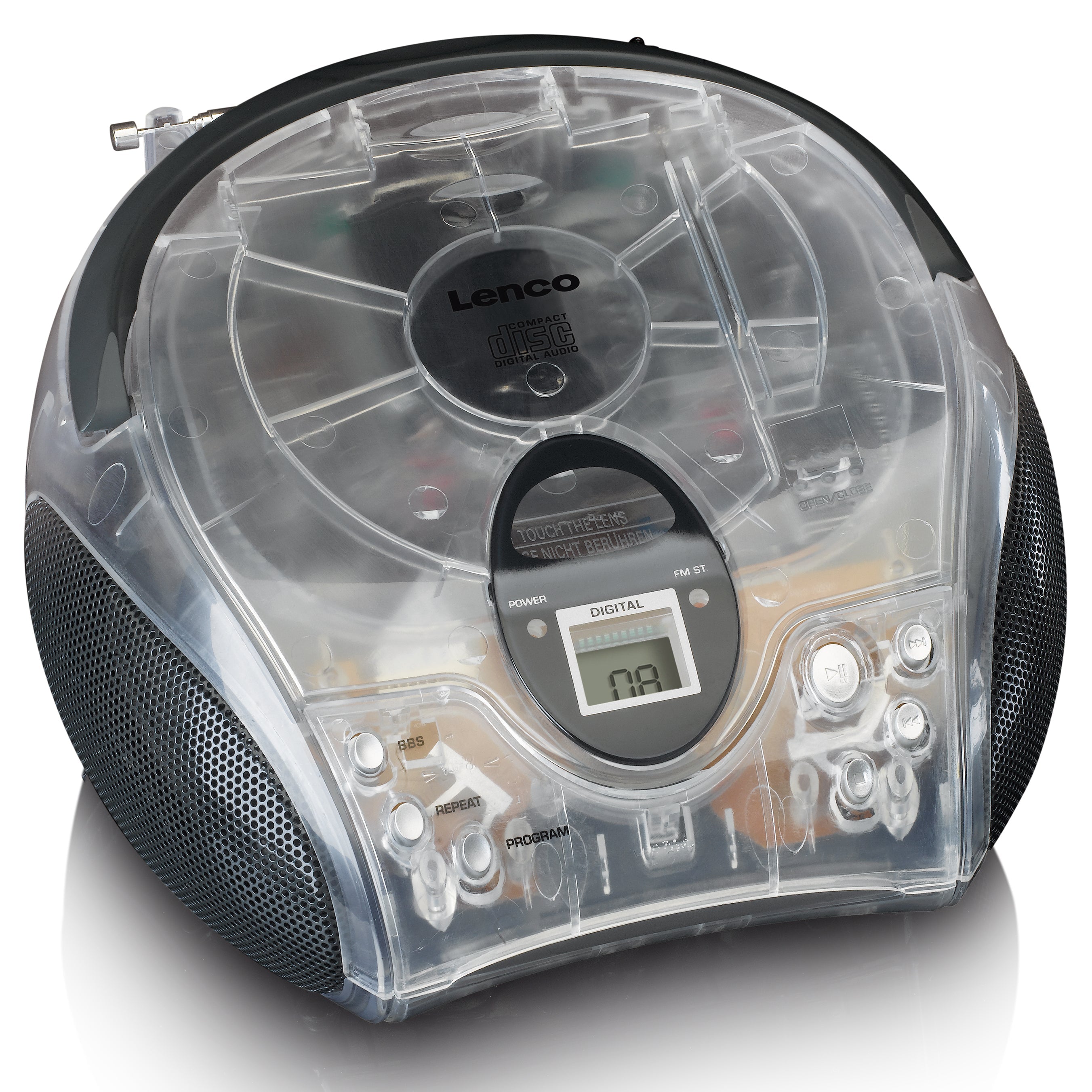 LENCO - SCD-24TR UK - Portable stereo FM radio with CD player - Transparent - Refurbished