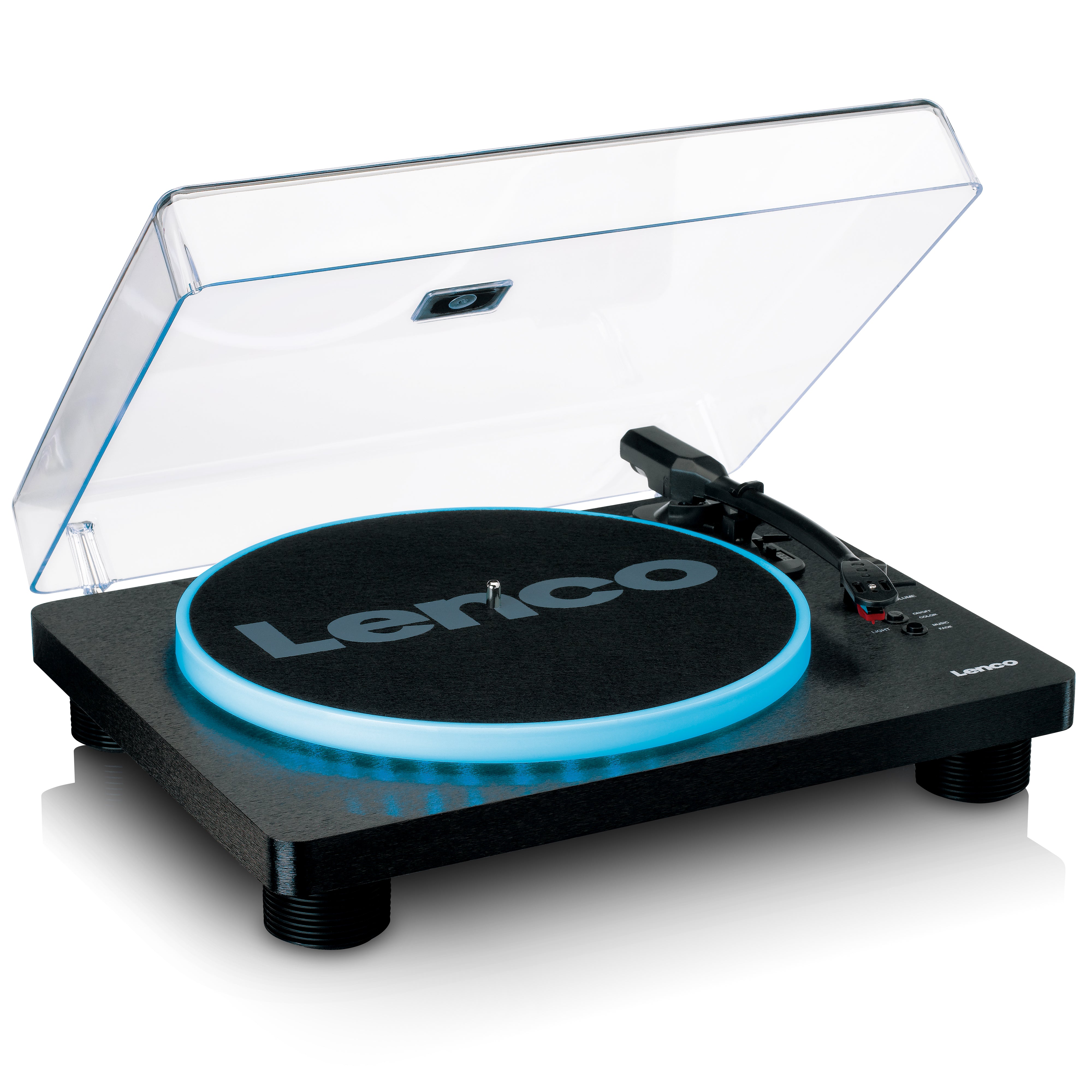 LENCO LS-50LEDBK UK - Turntable with PC encoding, speakers and lights