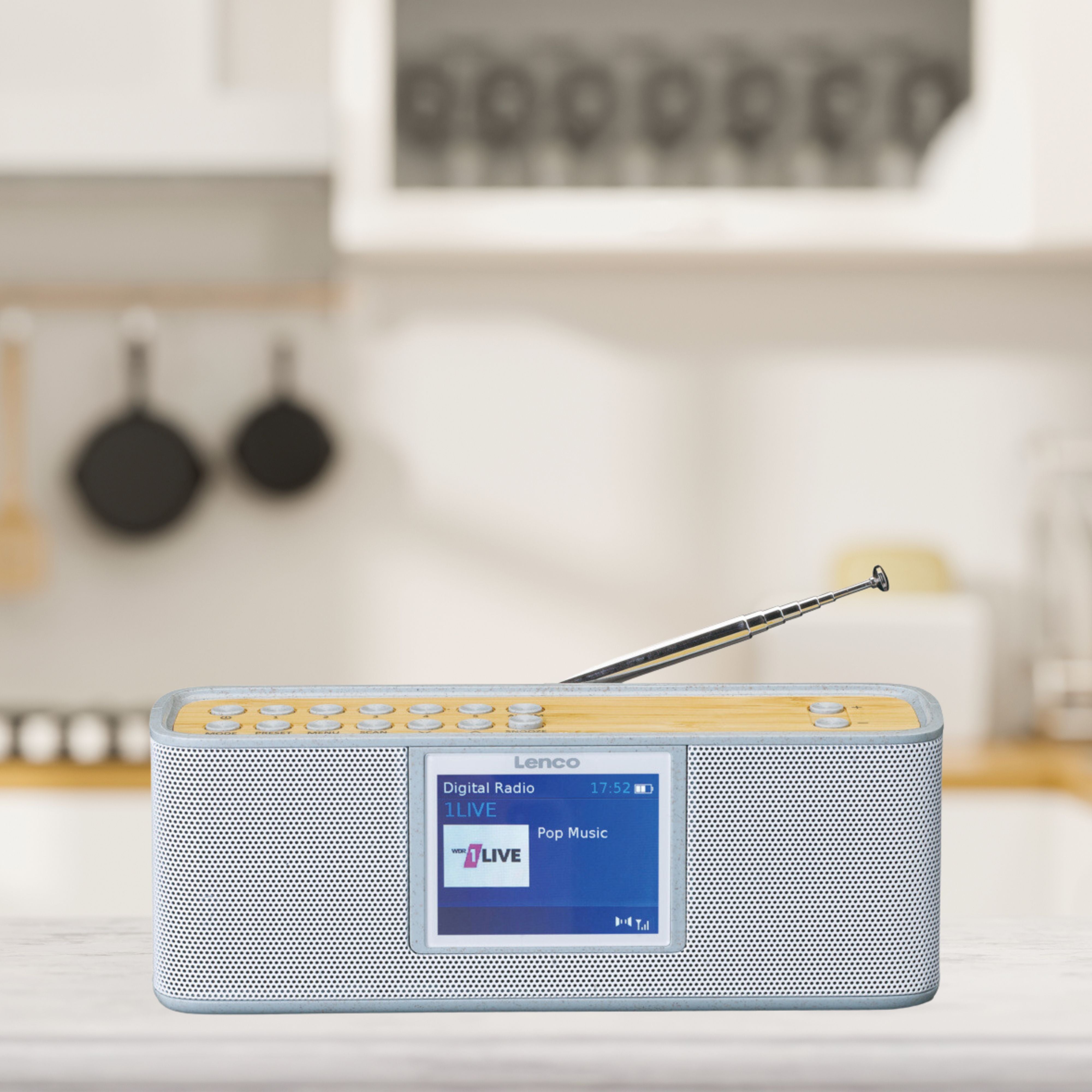 LENCO PDR-046GY - Eco DAB+ radio met Bluetooth® 5.0, white/bamboo