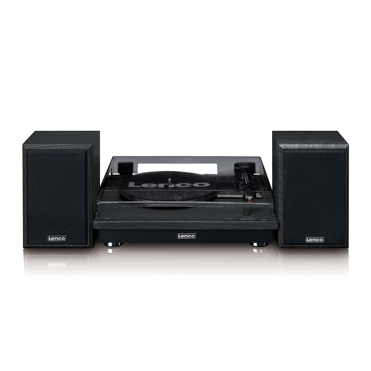 Lenco LS-100BK turntable with two external speakers - black