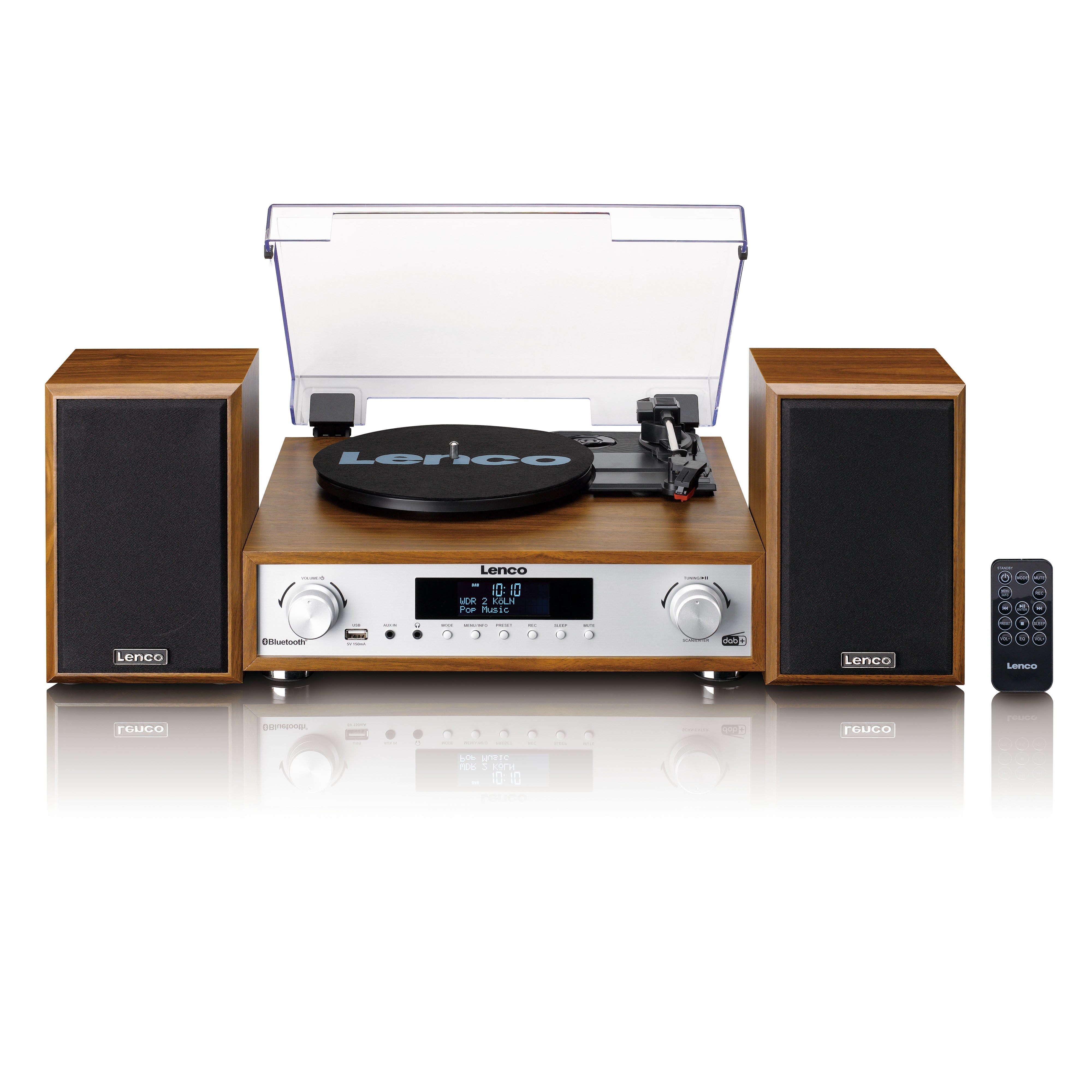 Lenco MC-160WD, Turntable with Bluetooth and Speakers, Wood - Refurbished