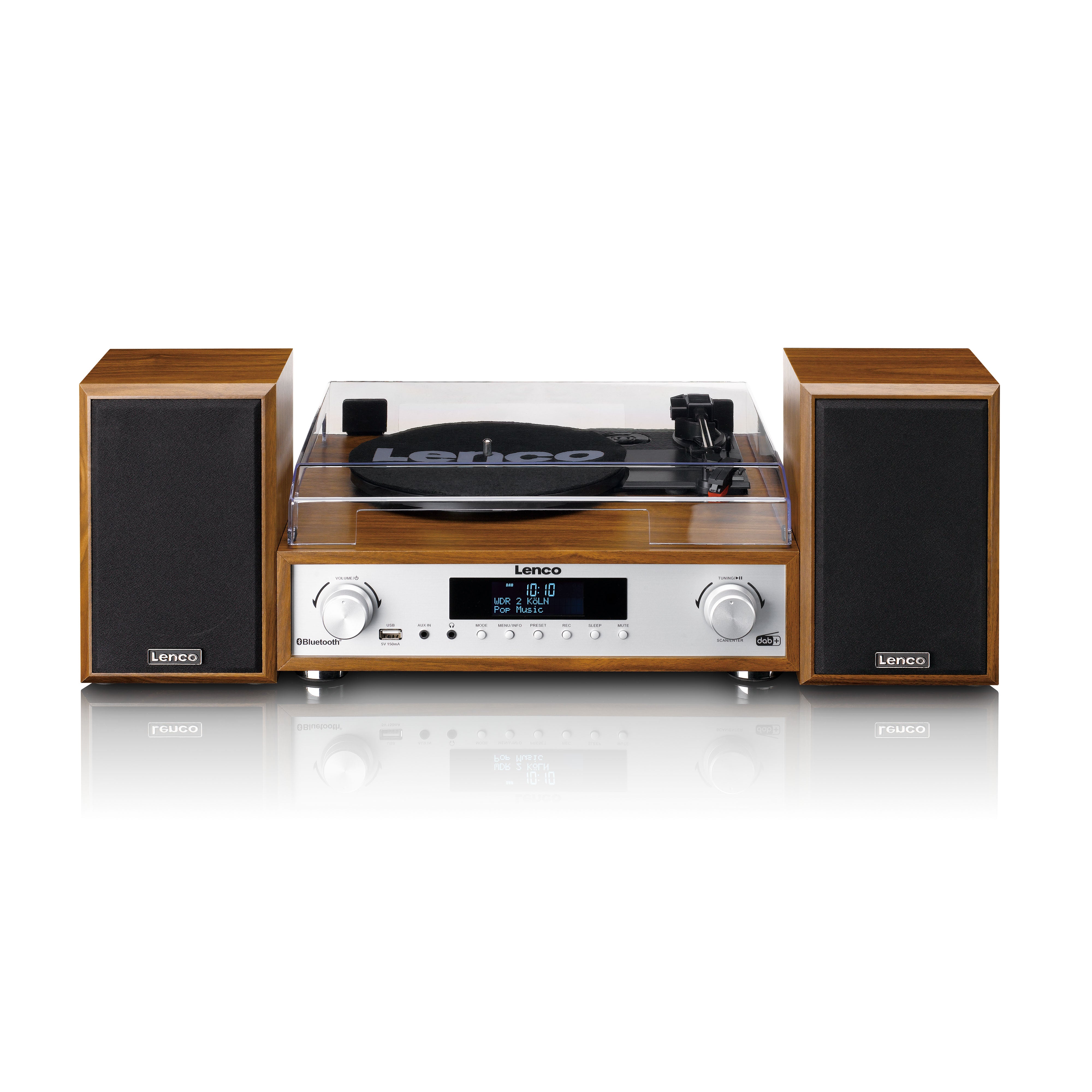 Lenco MC-160WD, Turntable with Bluetooth and Speakers, Wood