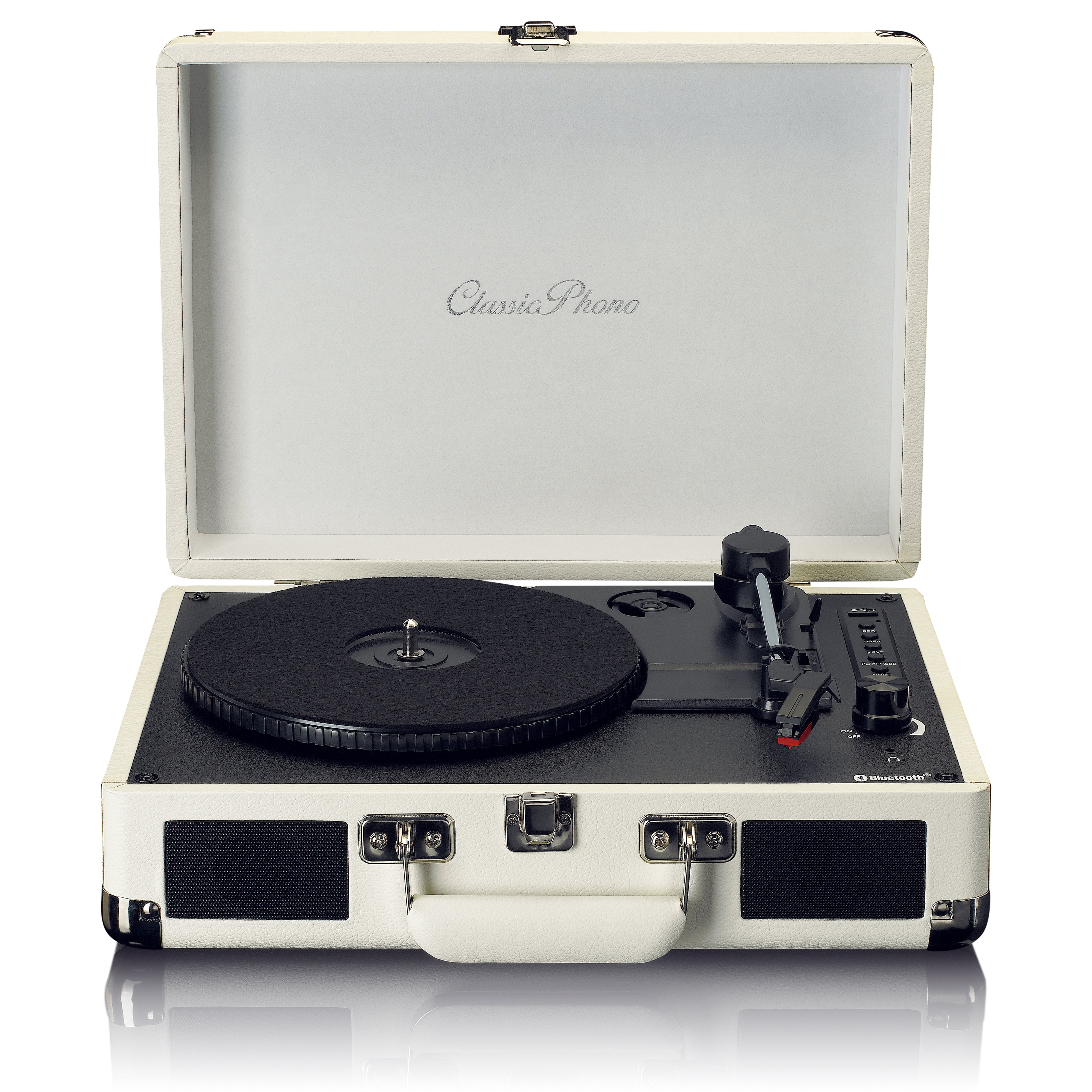 Lenco TT-115CR - Retro Turntable with Bluetooth and Built-in Speakers, Cream