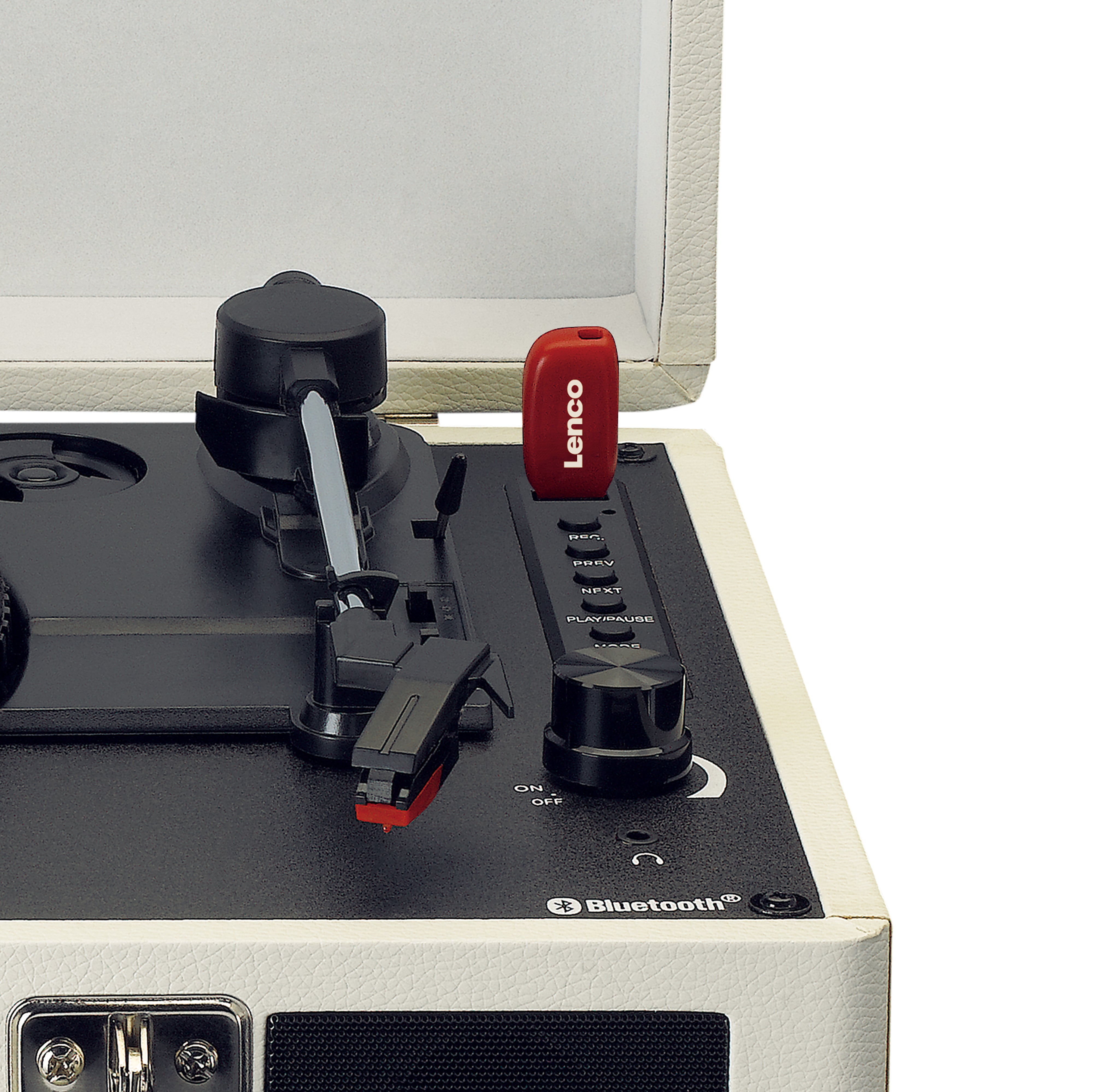 Lenco TT-115CR - Retro Turntable with Bluetooth and Built-in Speakers, Cream
