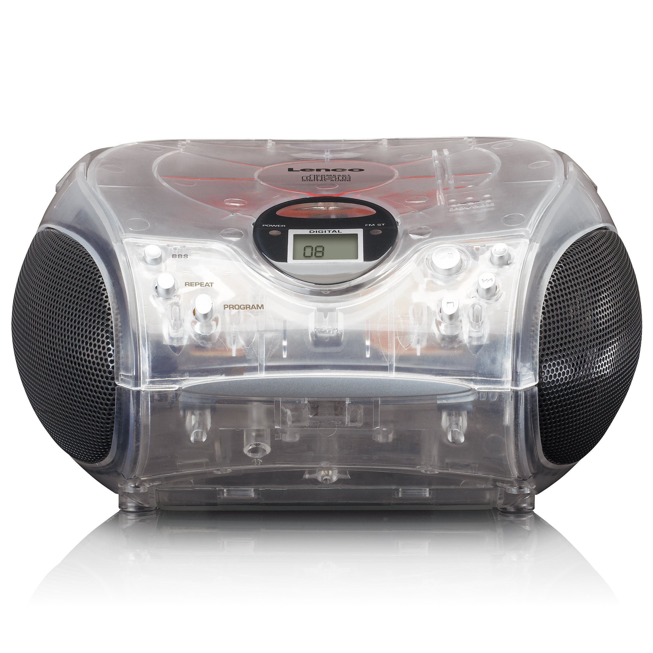 LENCO - SCD-24TR UK - Portable stereo FM radio with CD player - Transparent - Refurbished