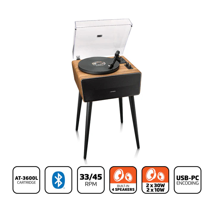 LENCO LS-570OK - Record player with built-in speakers and Bluetooth® - Record player on legs - Oakwood