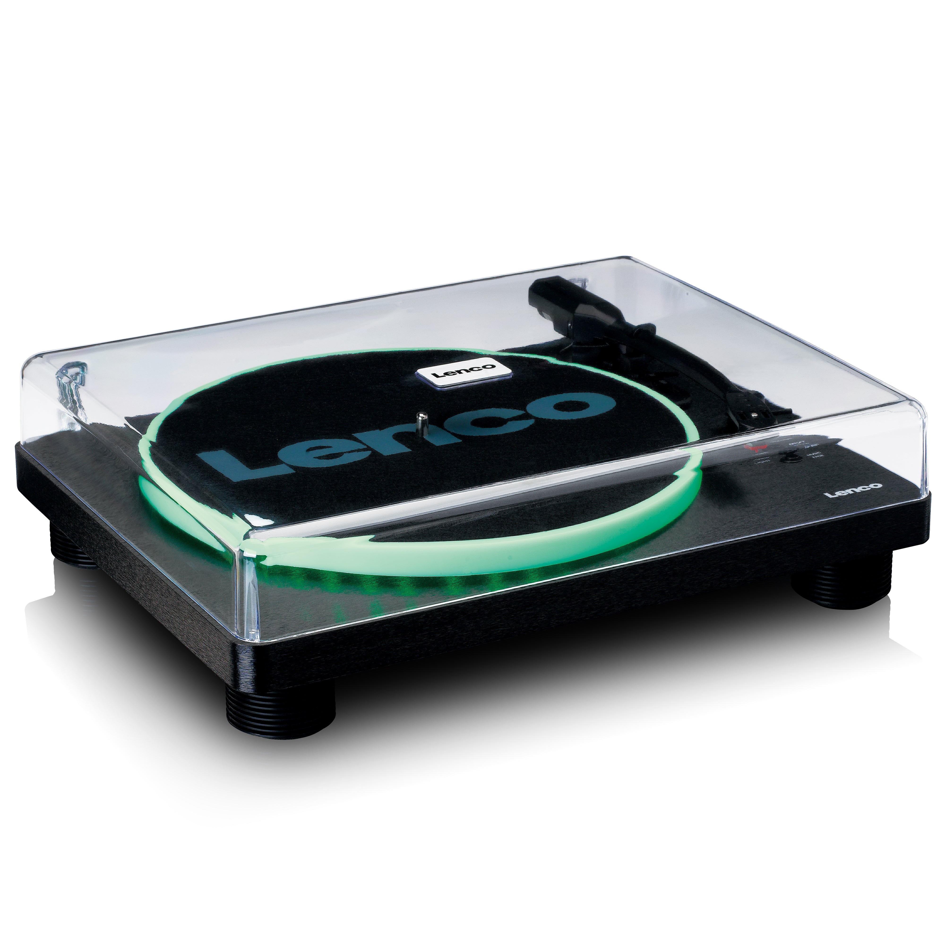 LENCO LS-50LEDBK UK - Turntable with PC encoding, speakers and lights