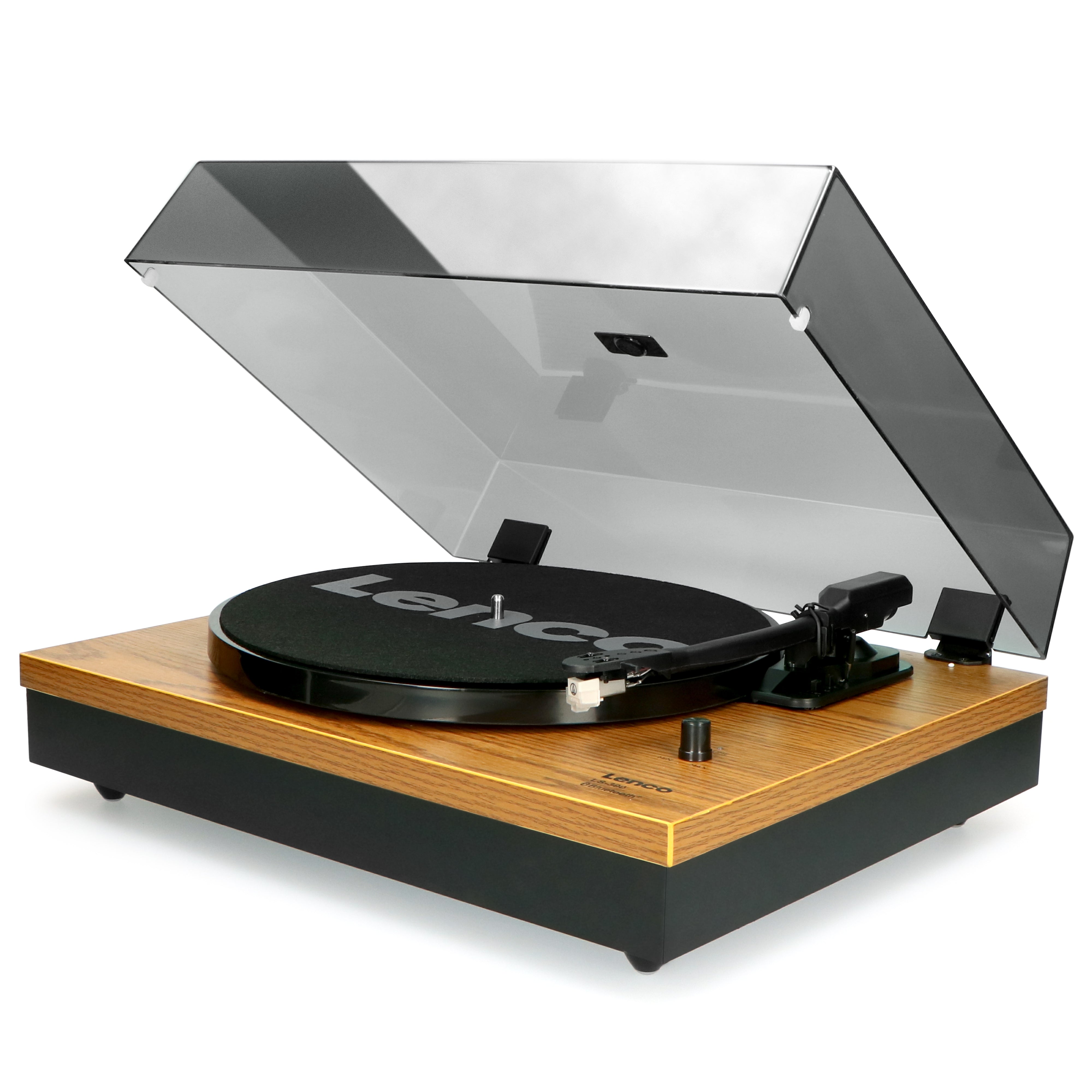 LENCO LS-300WD - Turntable with Bluetooth® and two separate speakers, wood