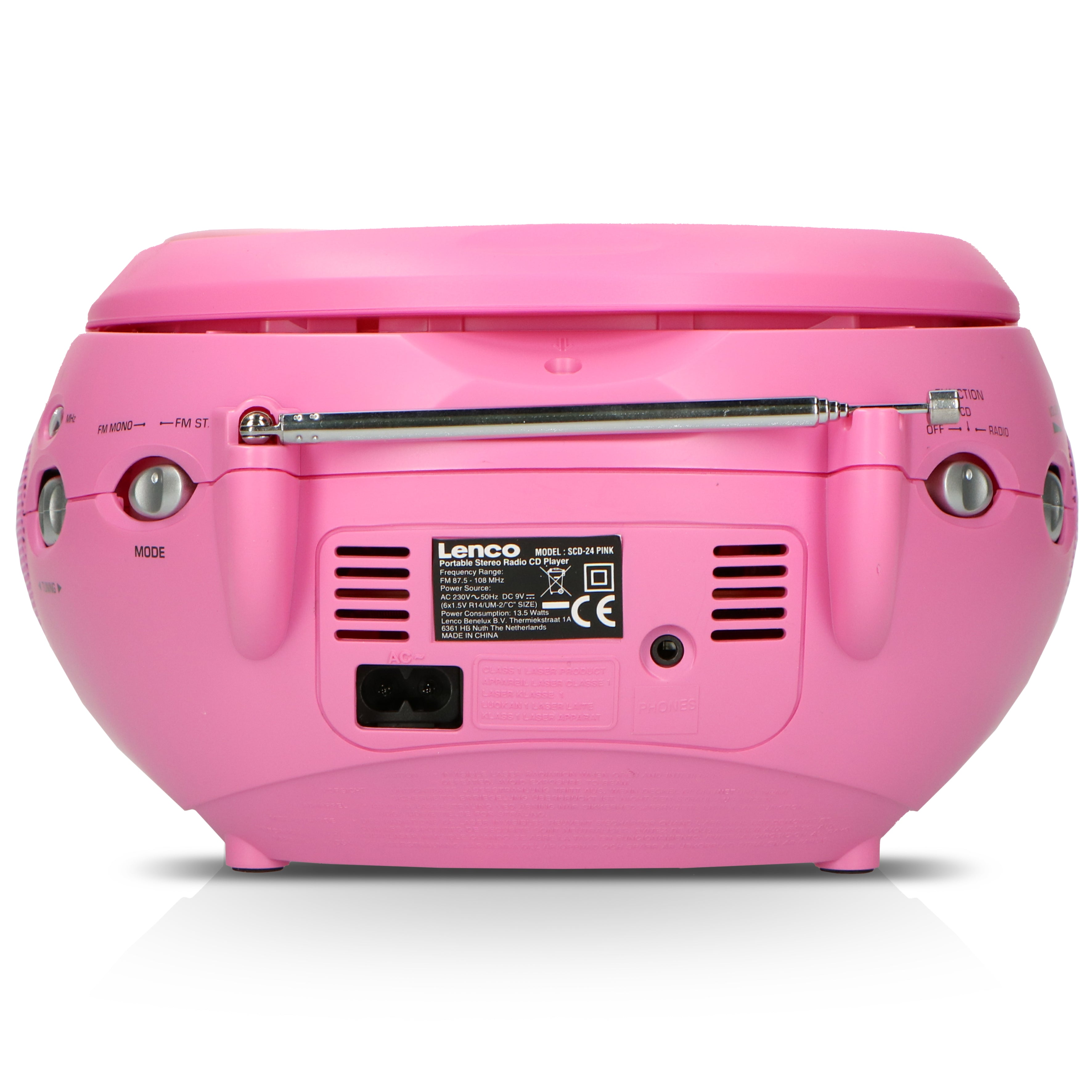 LENCO SCD-24 Pink - Portable stereo FM radio with CD player - Pink