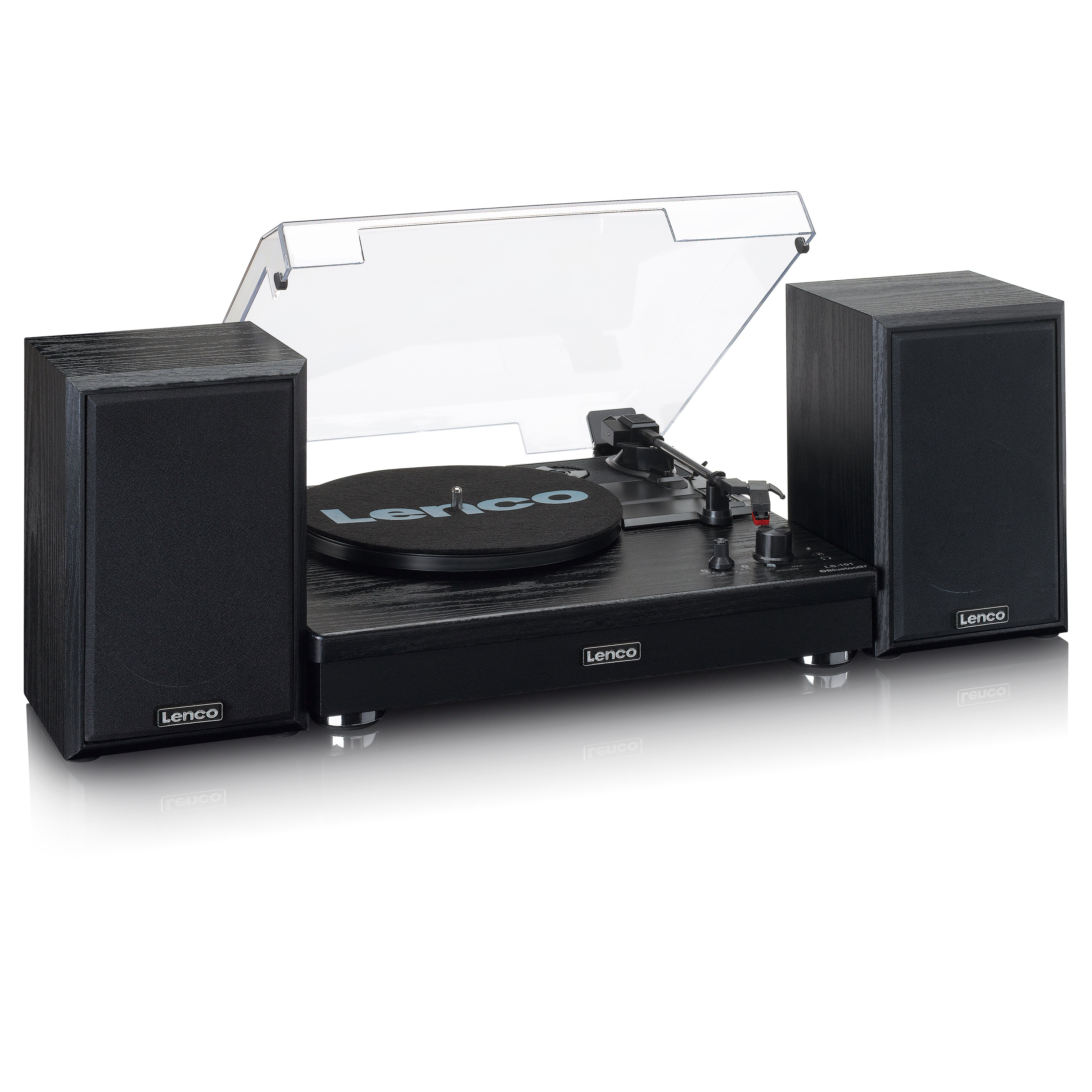 LENCO - LS-101BK - Belt drive wooden turntable