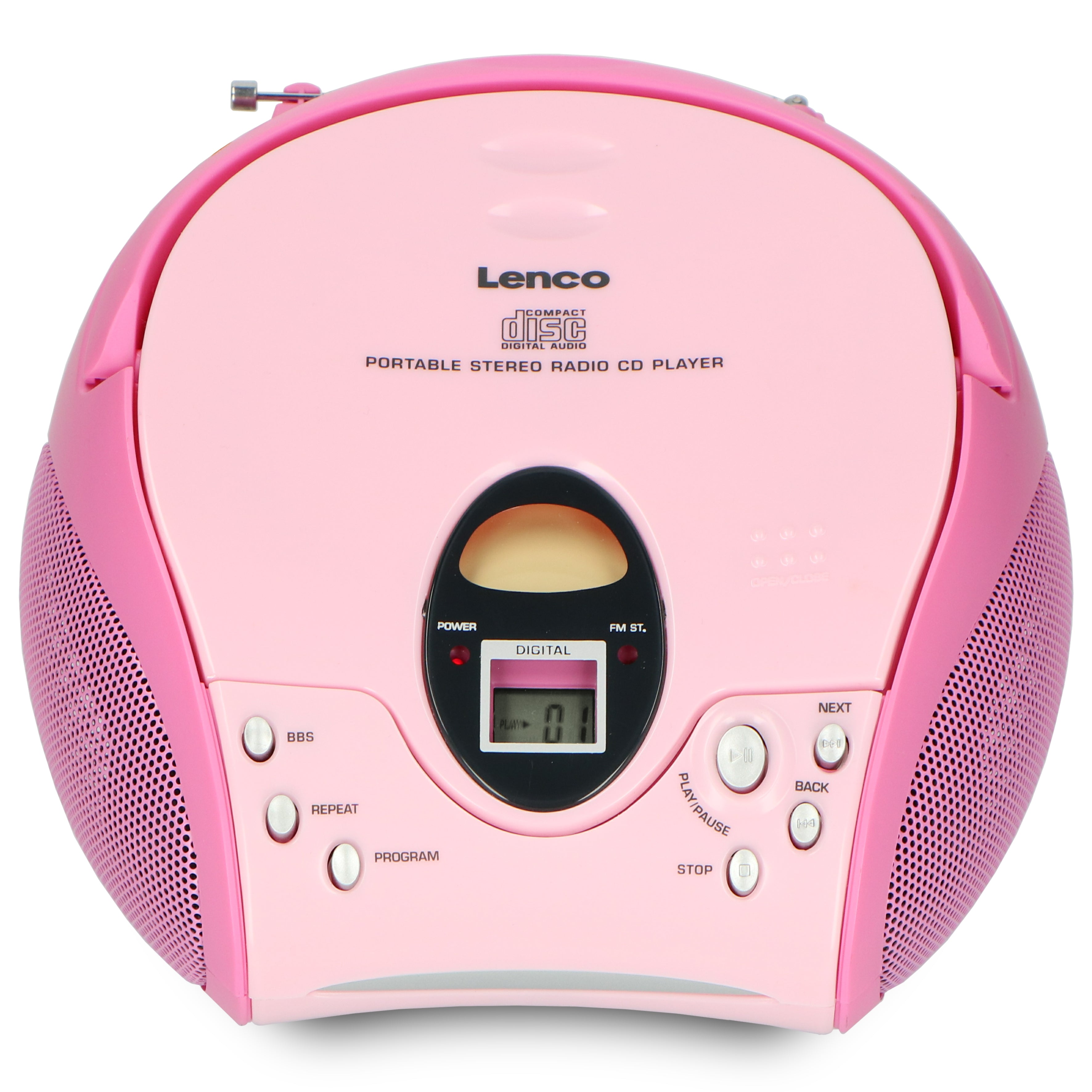 LENCO SCD-24 Pink - Portable stereo FM radio with CD player - Pink