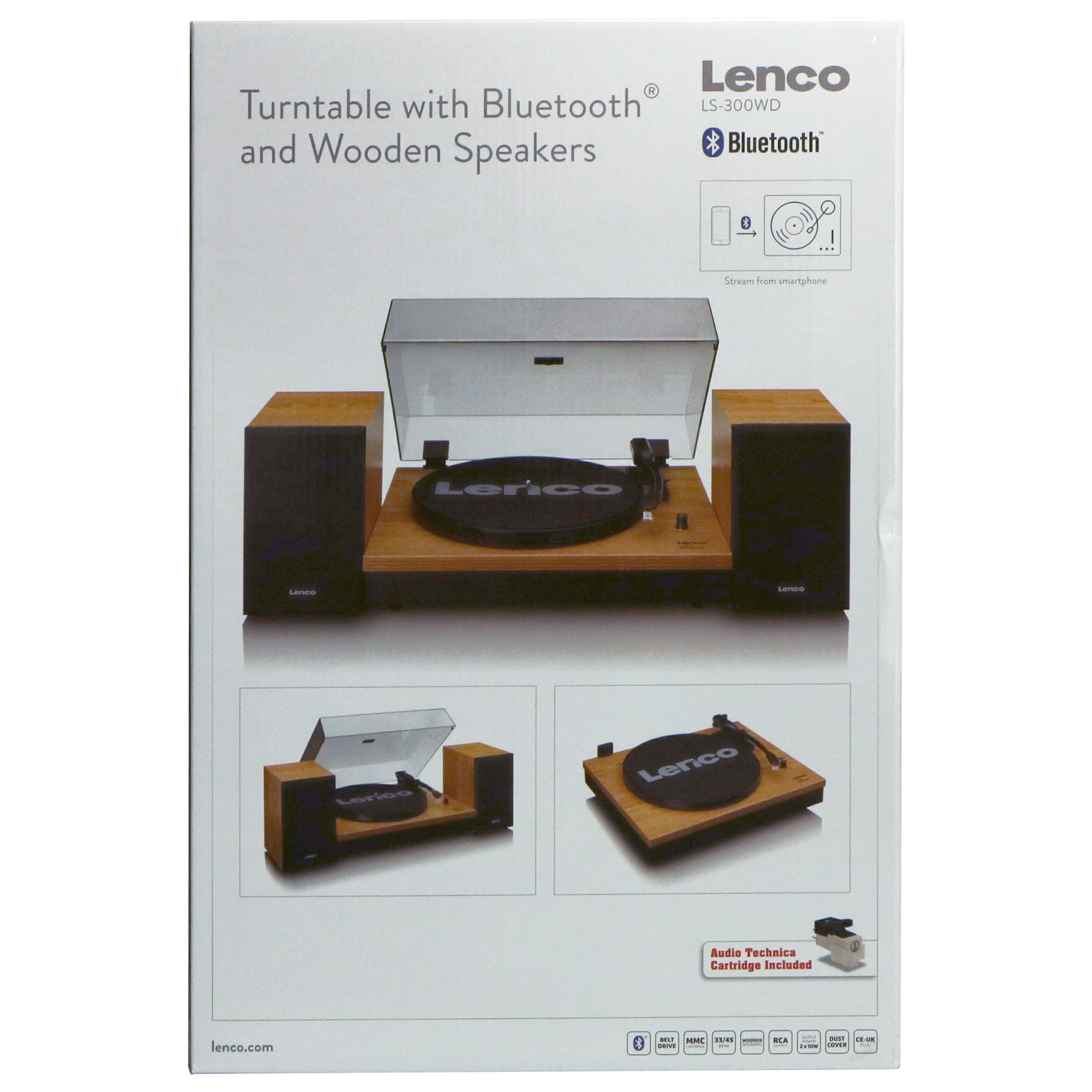 LENCO LS-300WD - Turntable with Bluetooth® and two separate speakers, wood