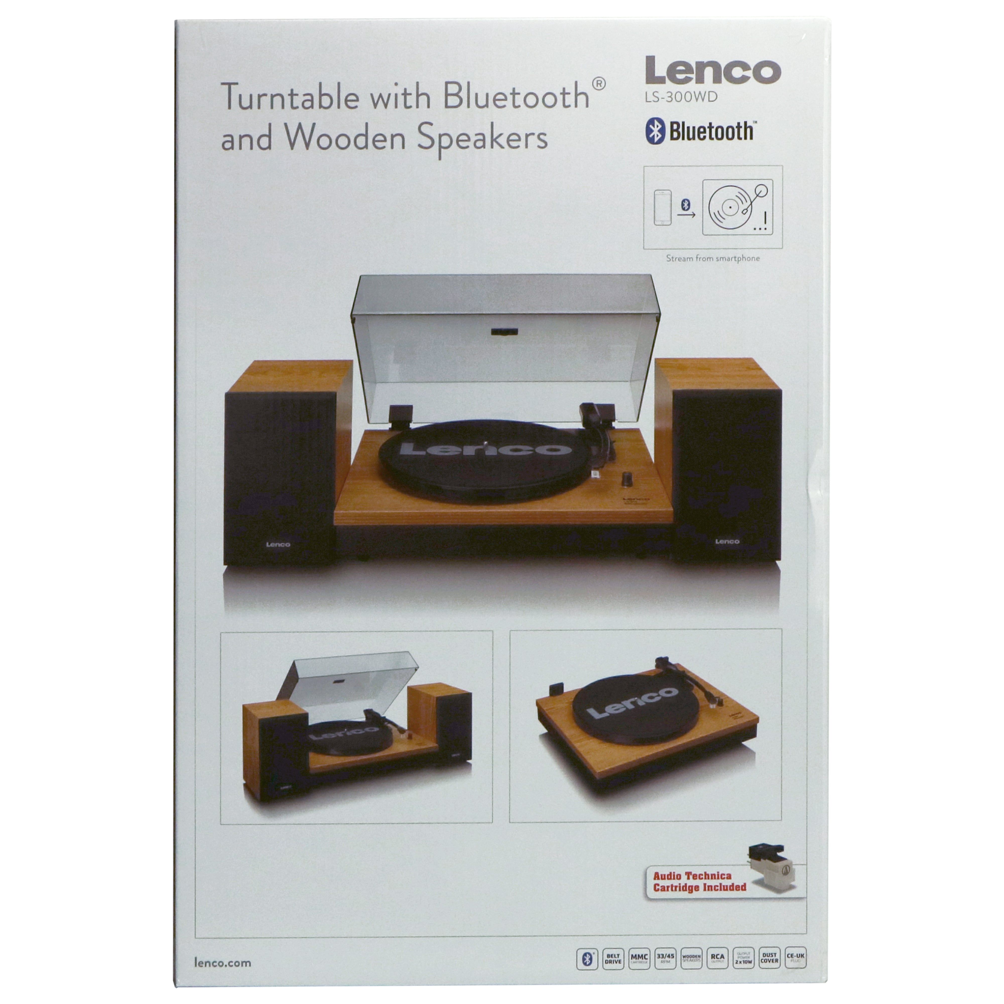 LENCO LS-300WD - Turntable with Bluetooth® and two separate speakers, wood