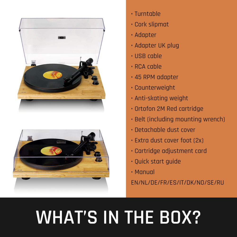 Lenco LBT-335BA - Turntable with Bluetooth® transmission, Bamboo