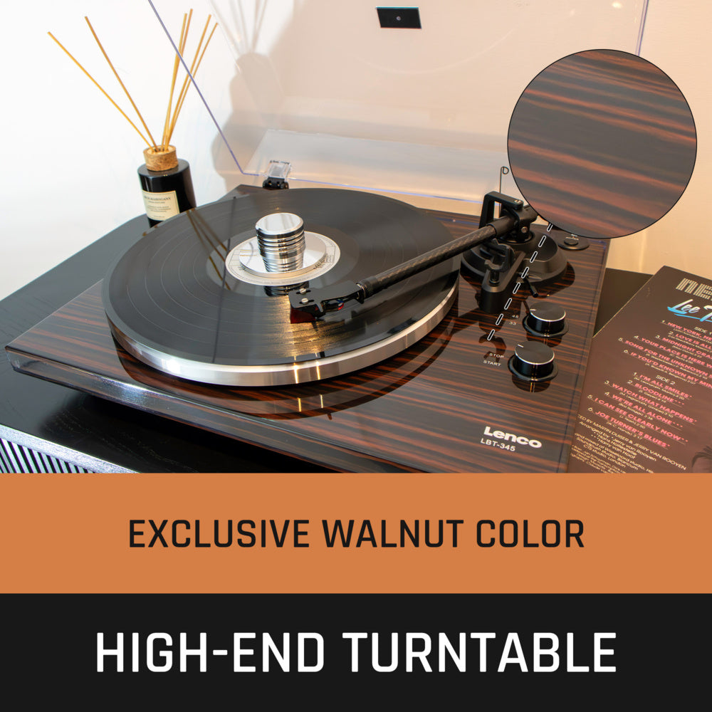 Lenco LBT-345WA - Turntable with Bluetooth Connectivity, Walnut