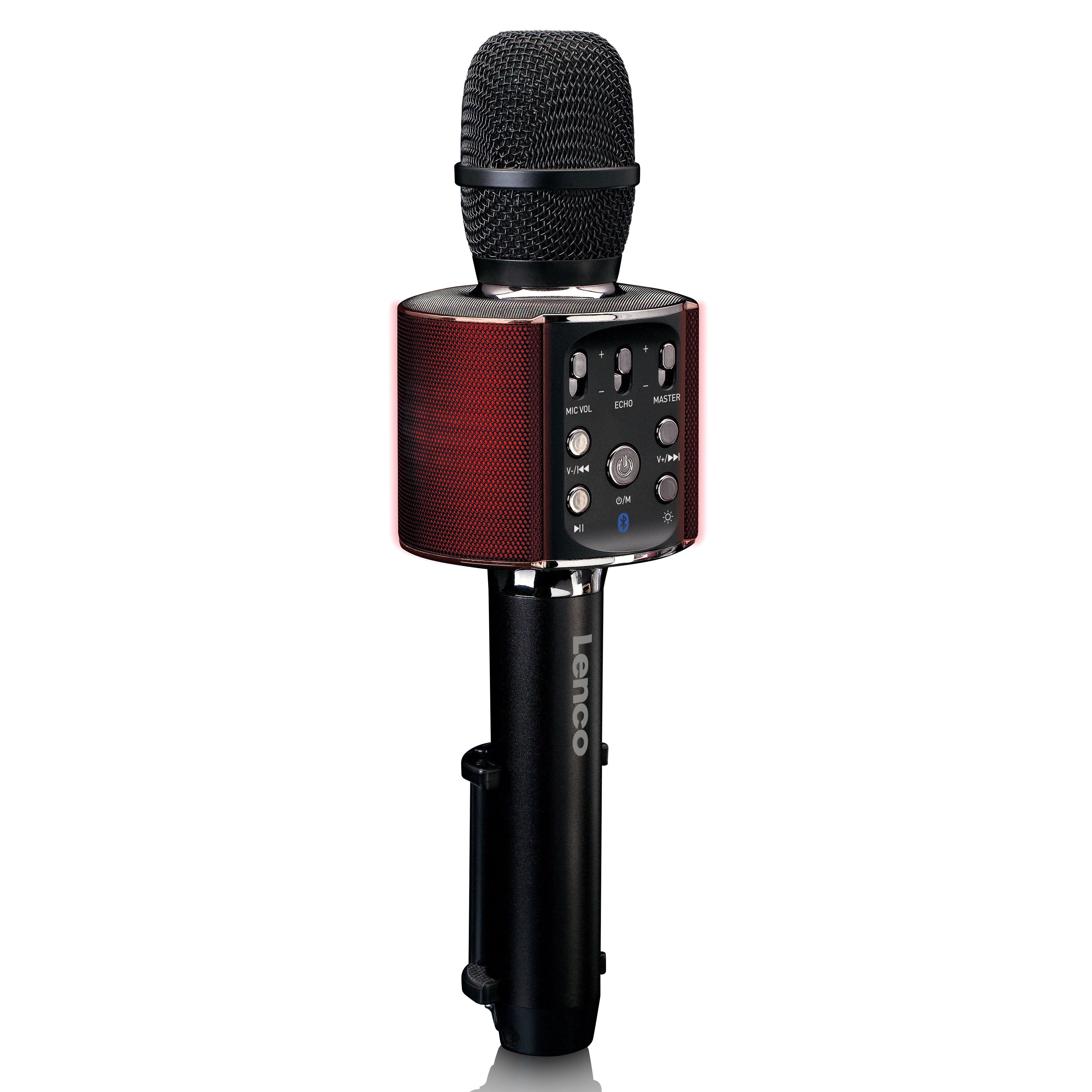 LENCO BMC-090BK - Bluetooth® Karaoke microphone with speaker & lighting - Black