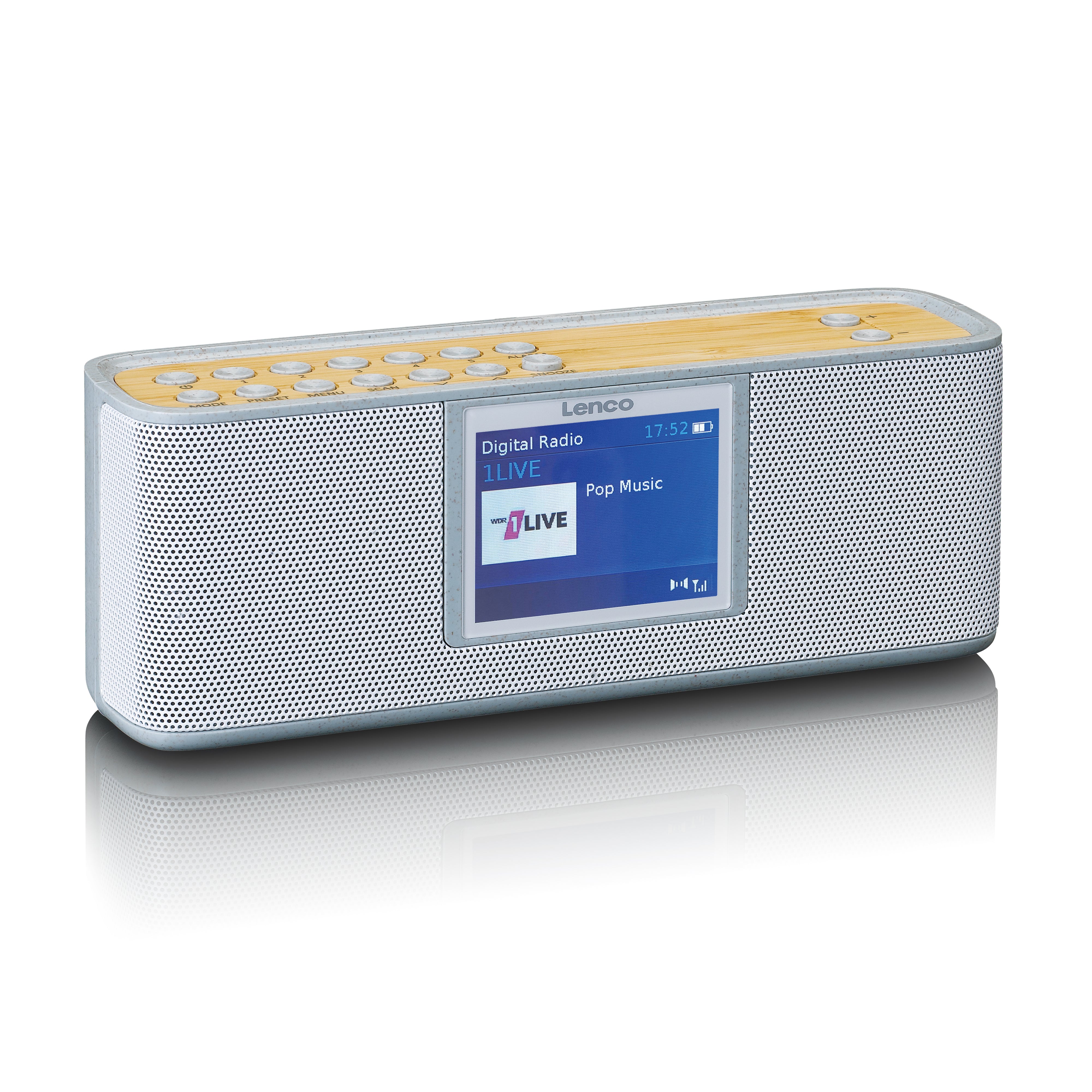 LENCO PDR-046GY - Eco DAB+ radio met Bluetooth® 5.0, white/bamboo