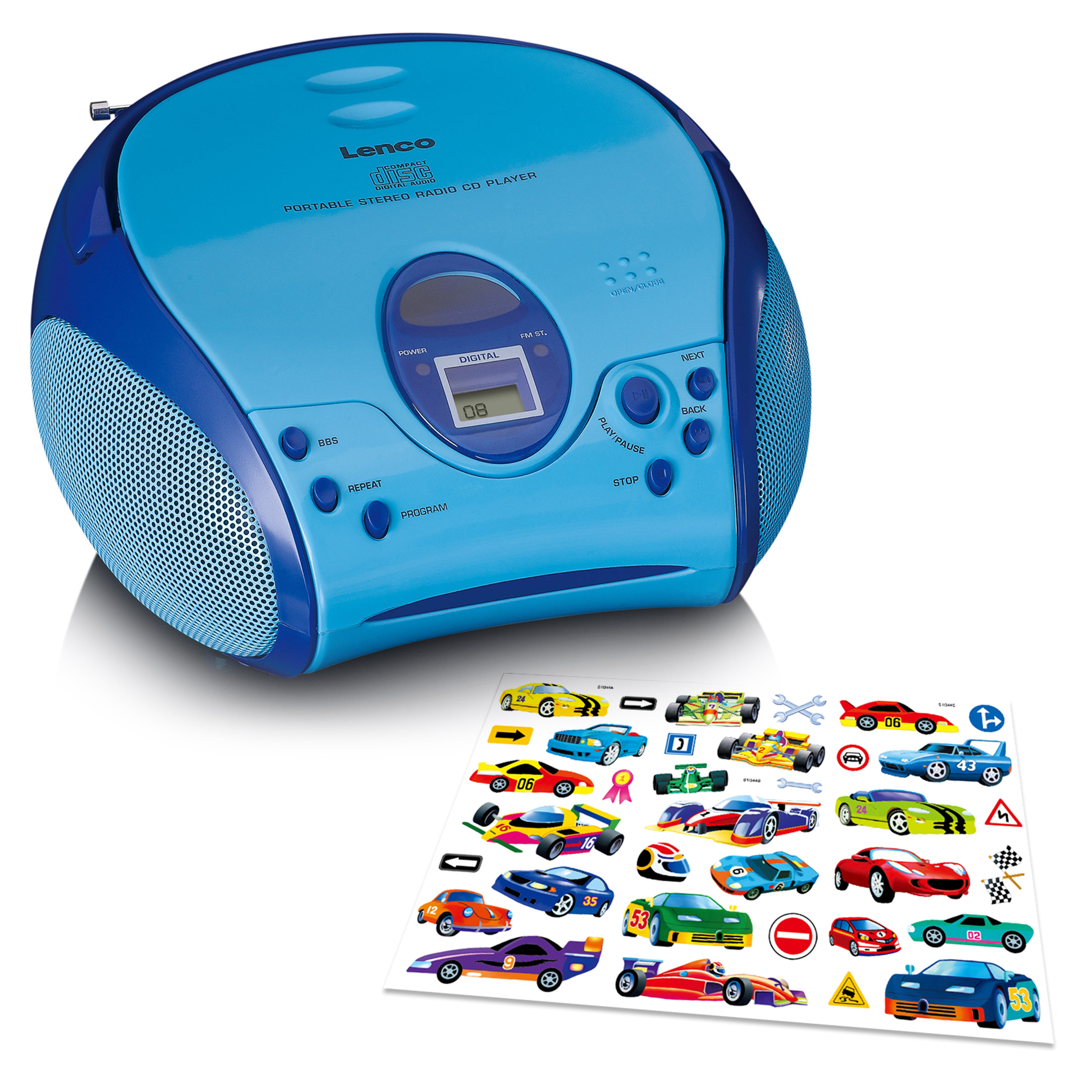 LENCO SCD-24BU kids UK - Portable stereo FM radio with CD player - Blue