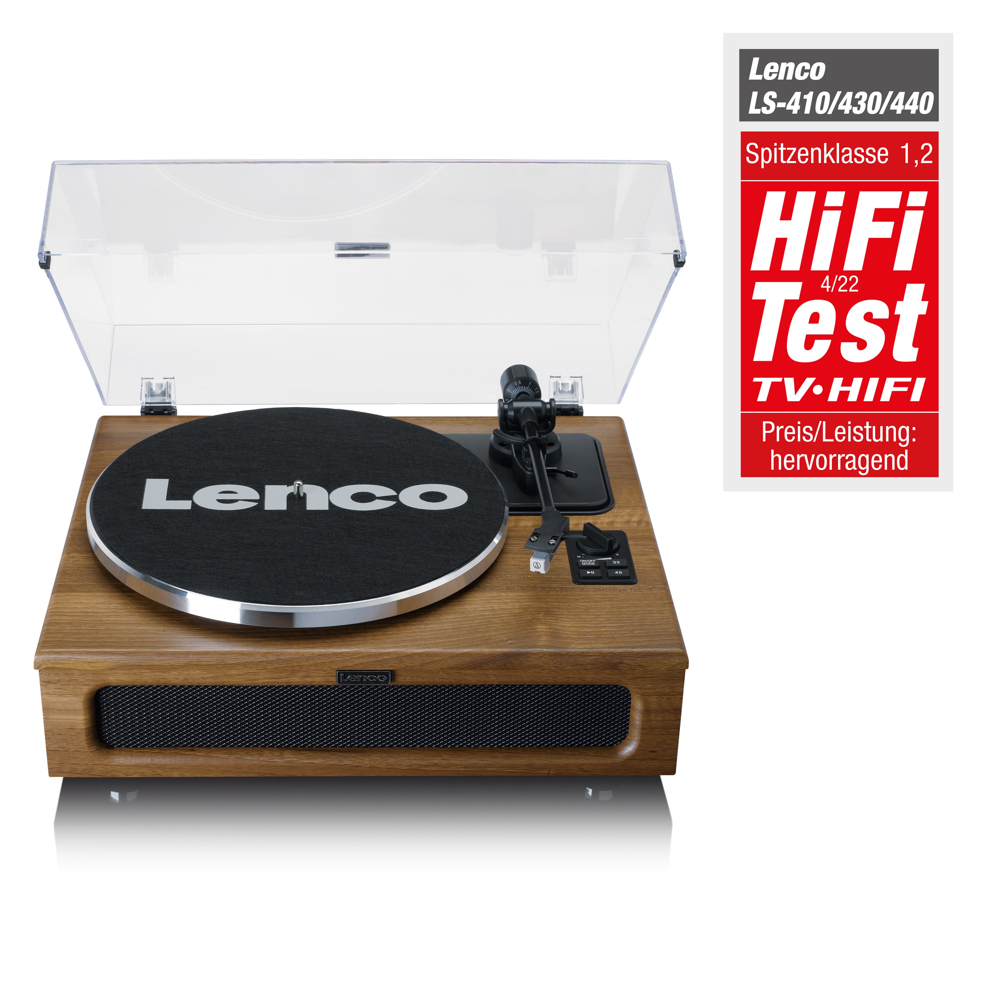 LENCO LS-410WA - Turntable with 4 built-in speakers - Wood