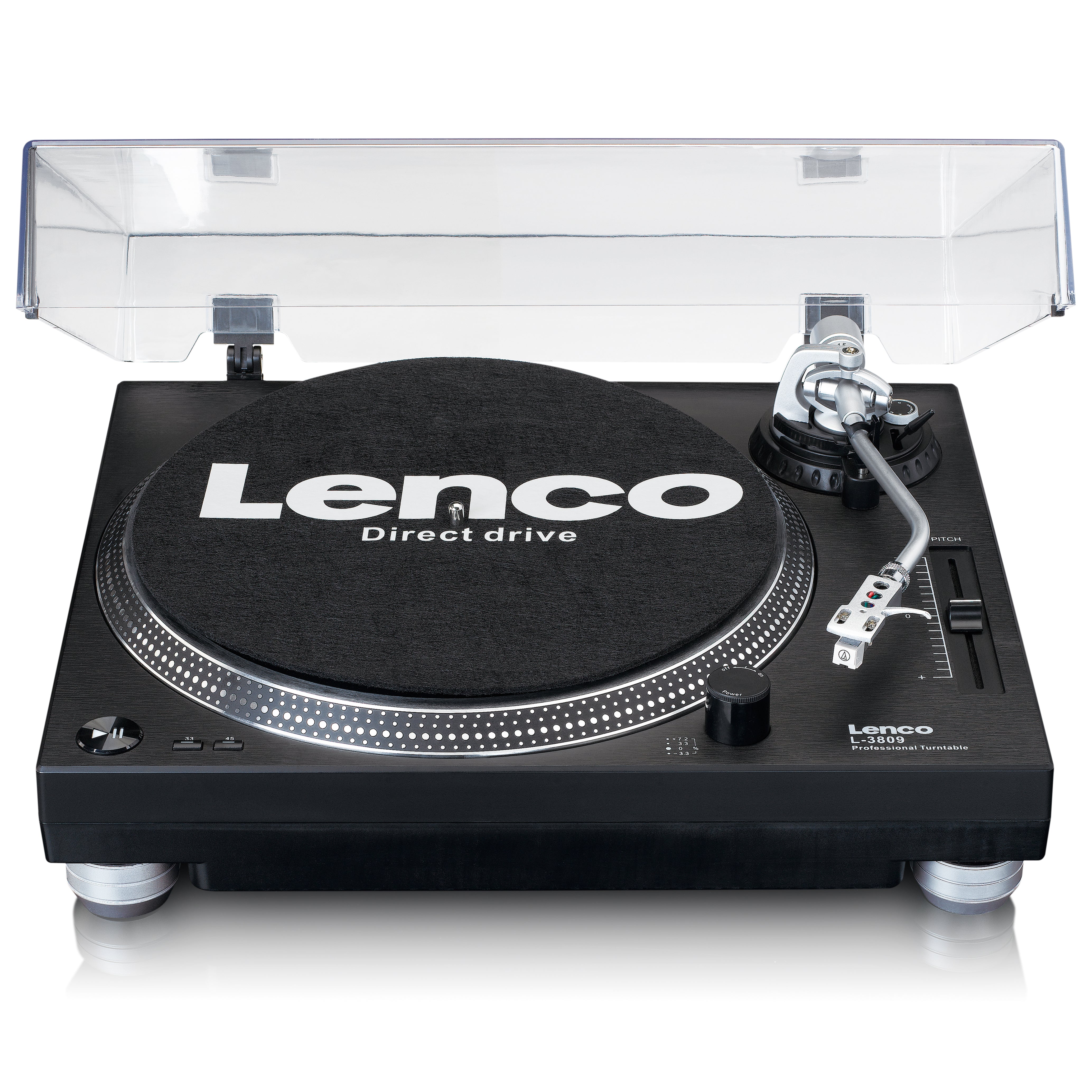 Lenco L-3809BK - Direct drive turntable with USB / PC Encoding - Black