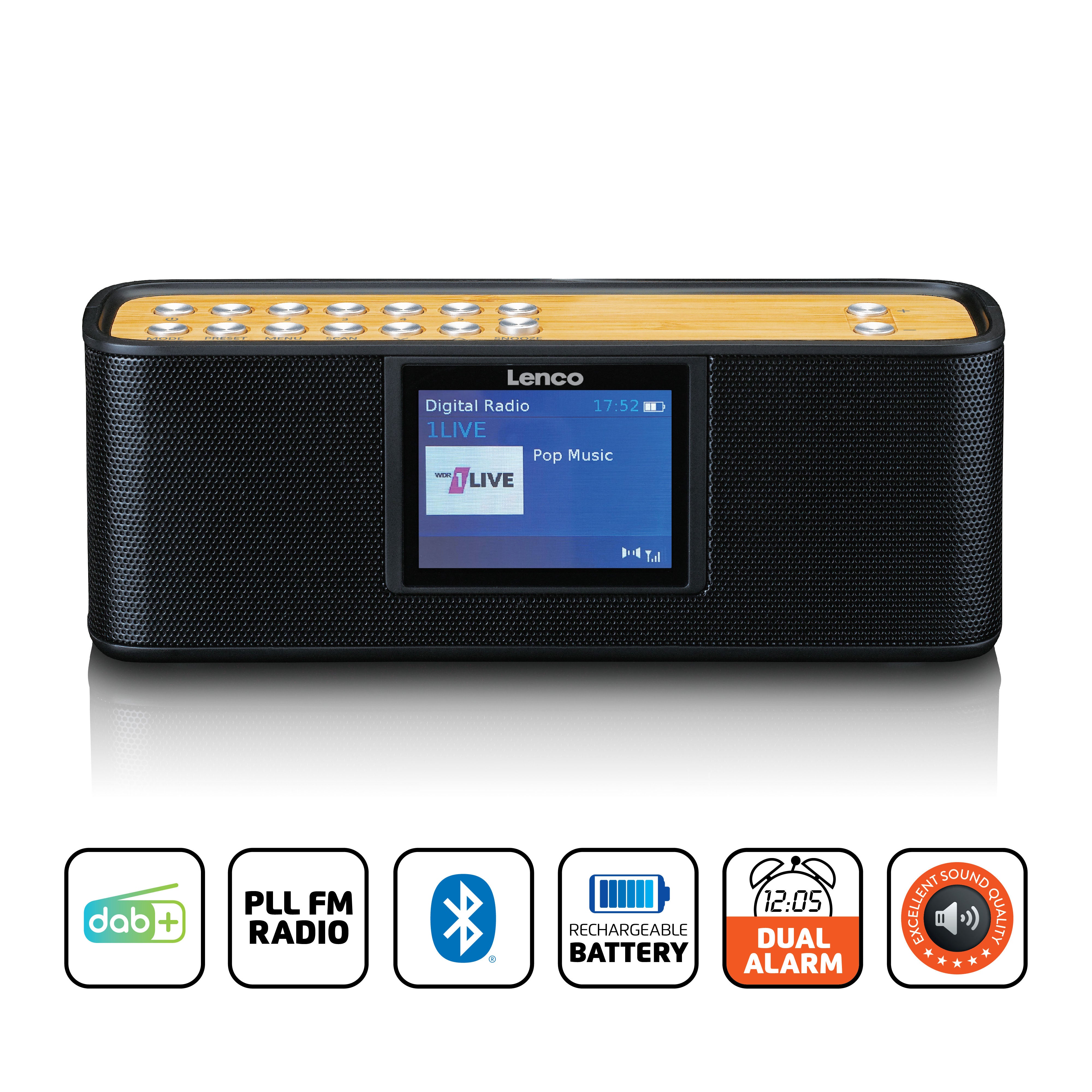 LENCO PDR-045BK - DAB+ radio with Bluetooth 5.0, black