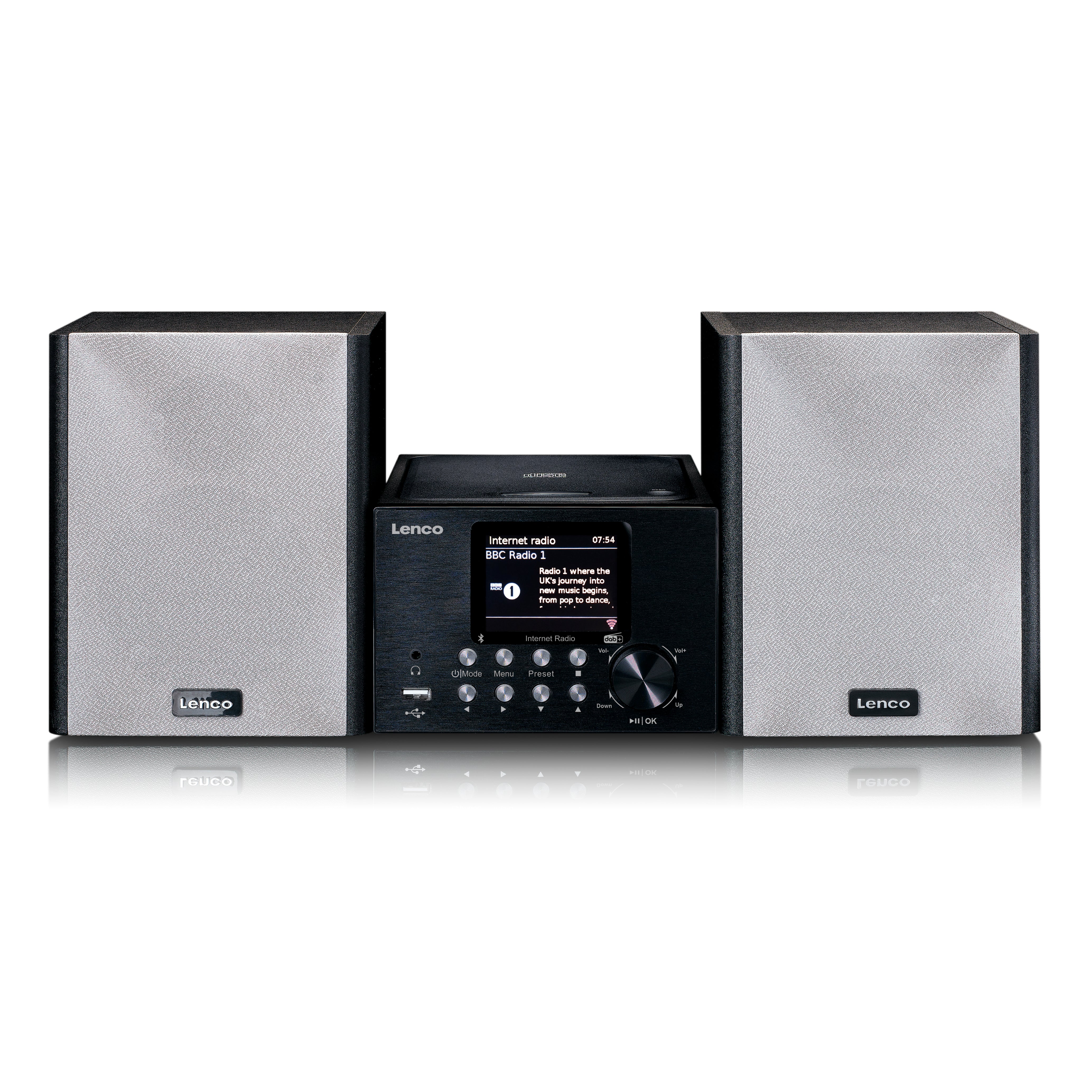 LENCO MC-250BK UK - Micro set with Smart Radio, CD/USB player, internet, DAB+, Bluetooth® - Black