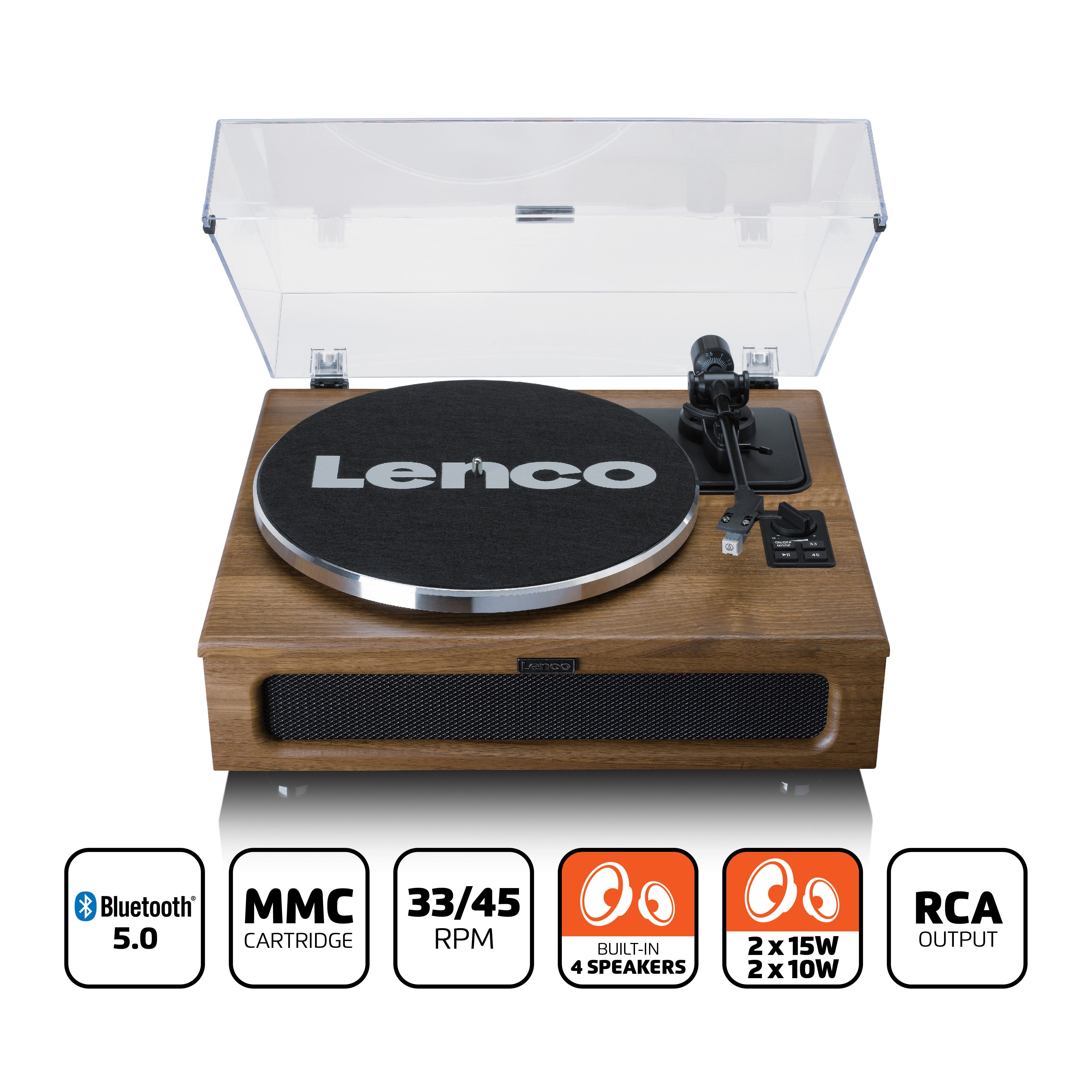 LENCO LS-410WA - Turntable with 4 built-in speakers - Wood