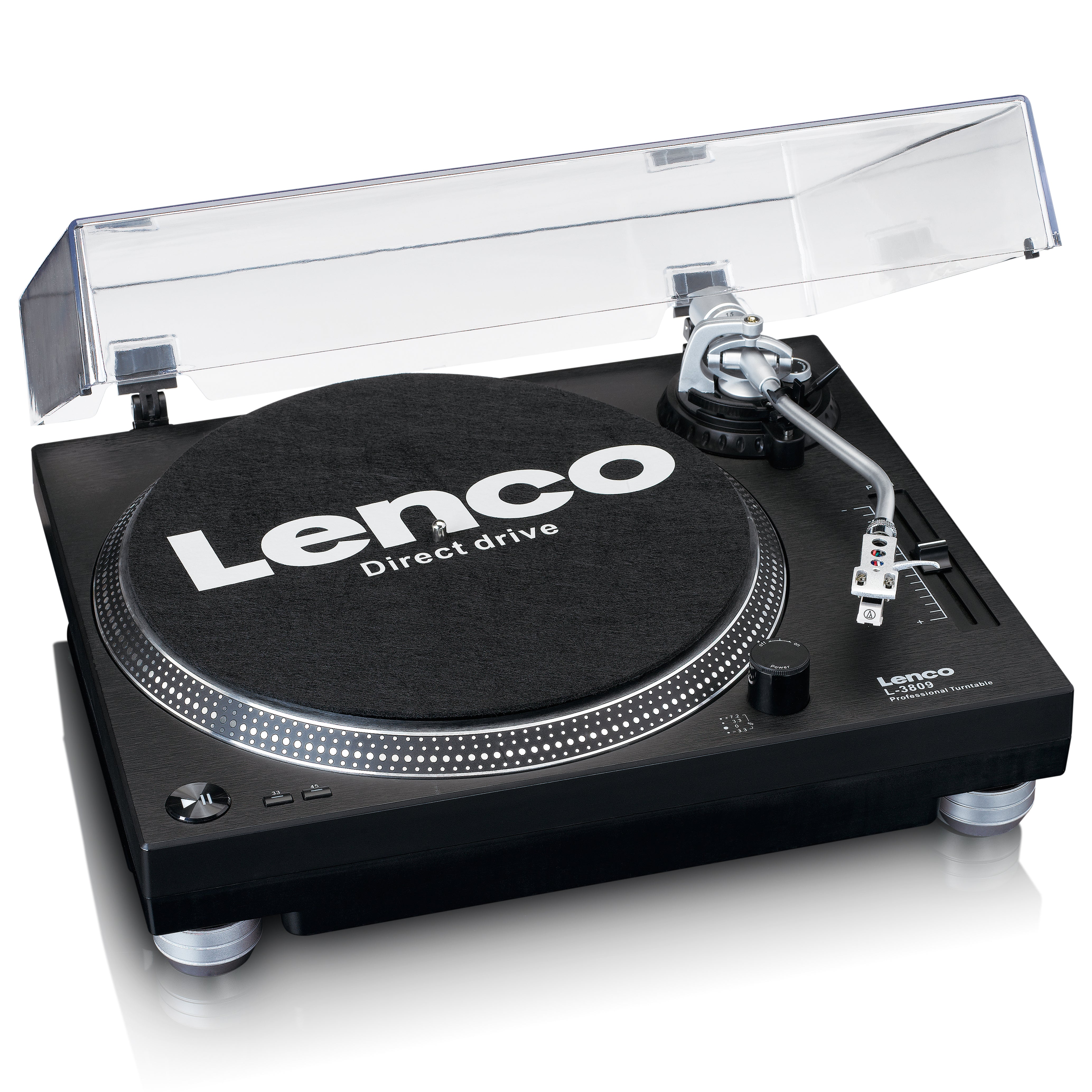 Lenco L-3809BK - Direct drive turntable with USB / PC Encoding - Black