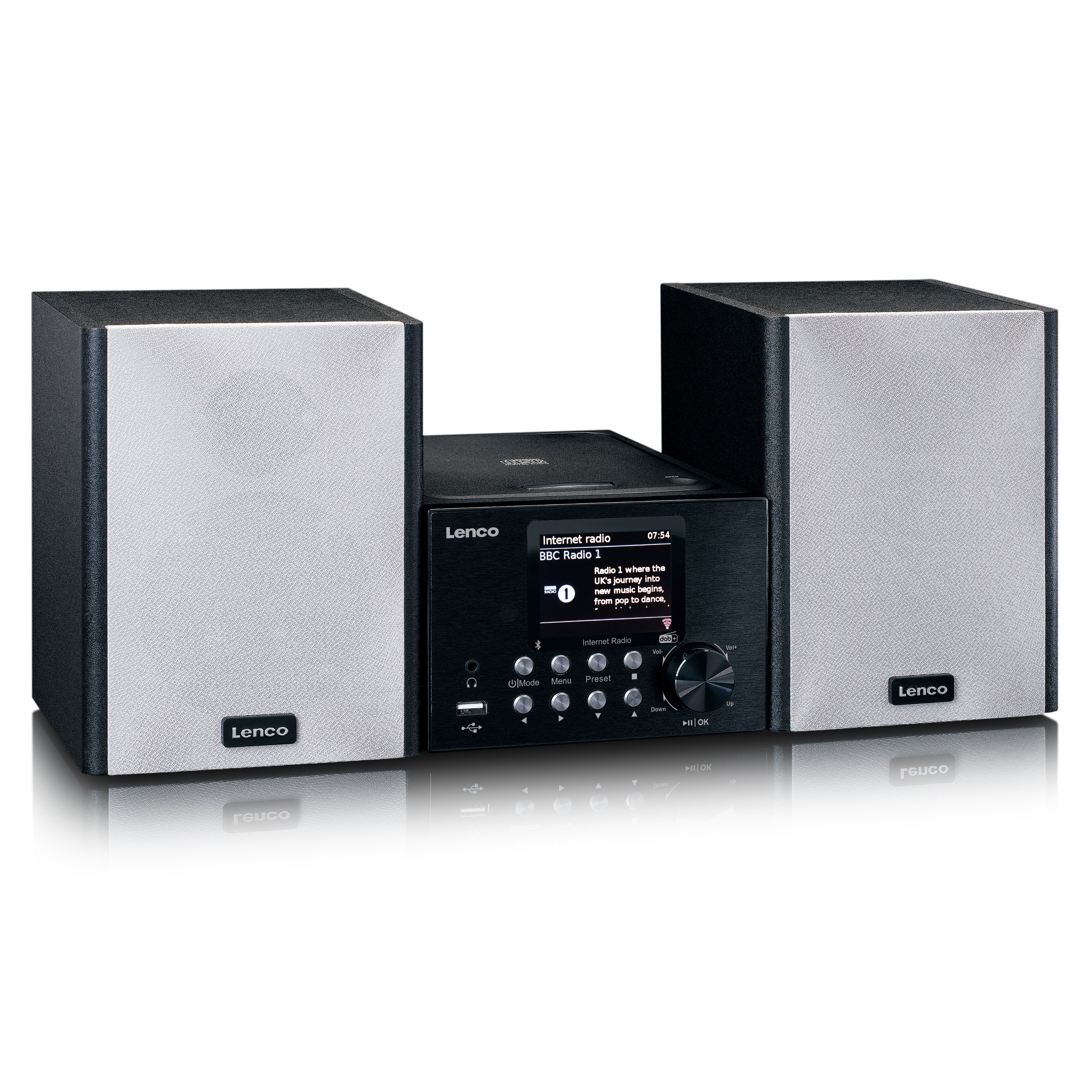 LENCO MC-250BK UK - Micro set with Smart Radio, CD/USB player, internet, DAB+, Bluetooth® - Black