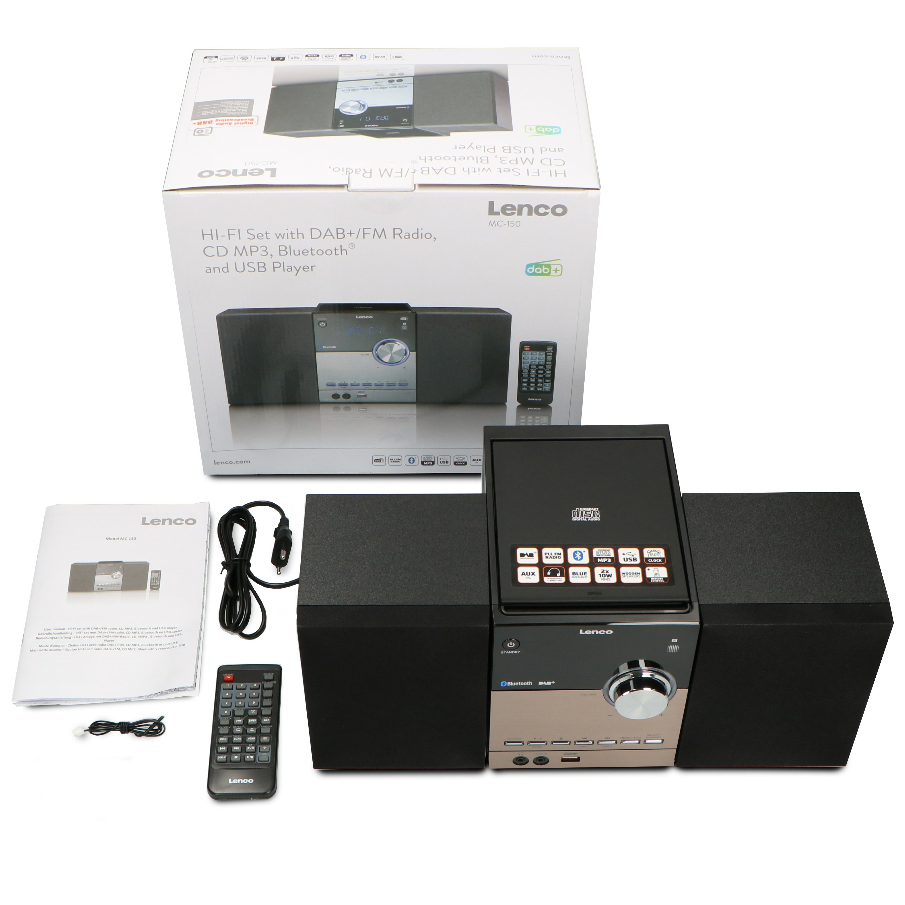 LENCO MC-150 UK - Stereo with DAB+ FM, CD, Bluetooth® & USB player - Black