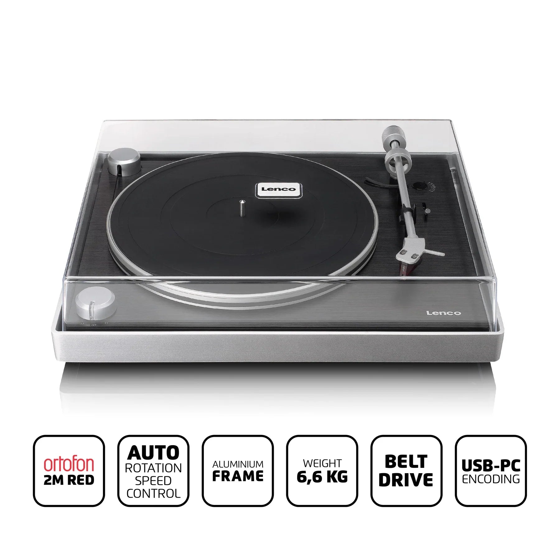 Lenco L-455BK Audiophile turntable with Ortofon 2M RED cartridge