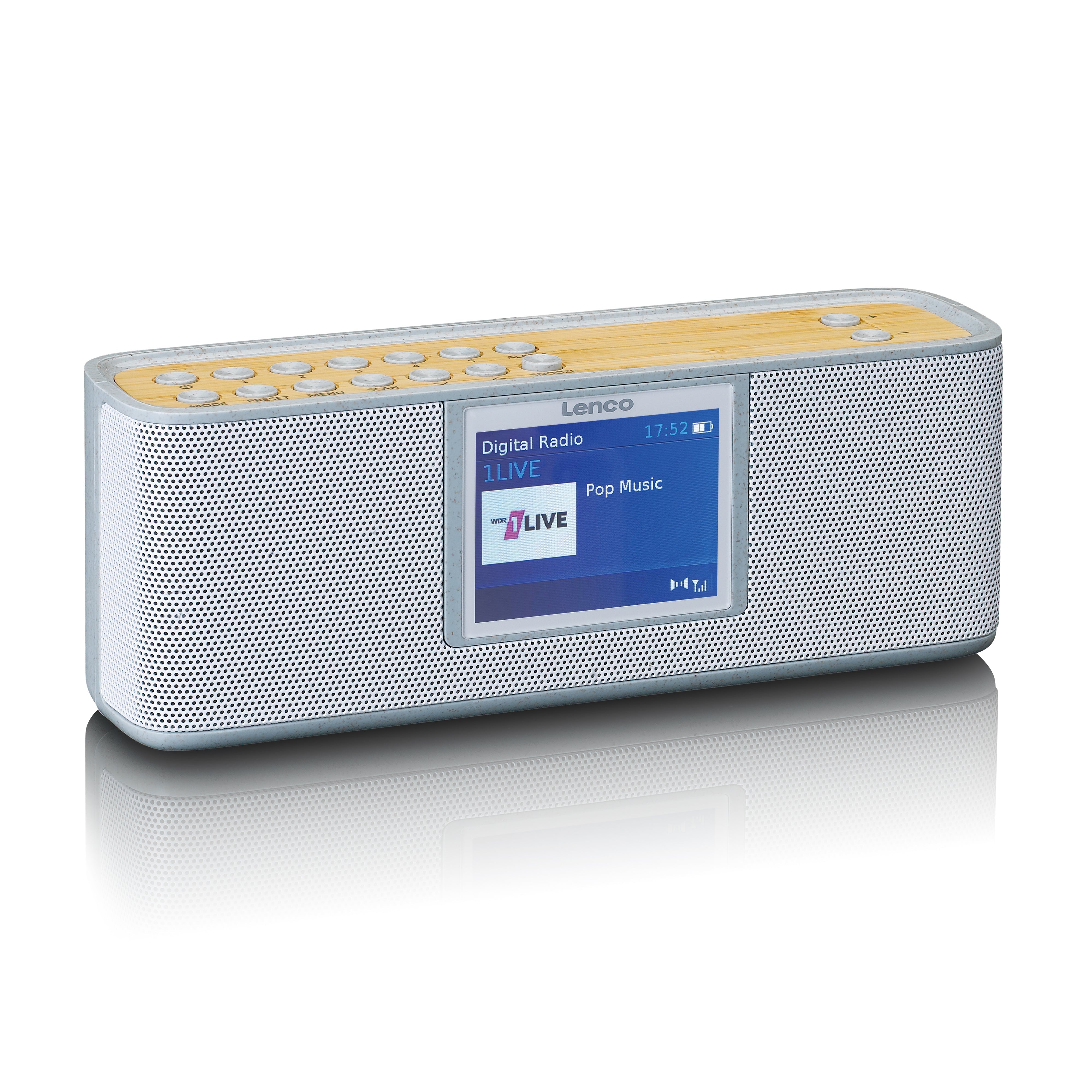 LENCO PDR-046GY - Eco DAB+ radio met Bluetooth® 5.0, white/bamboo - Refurbished