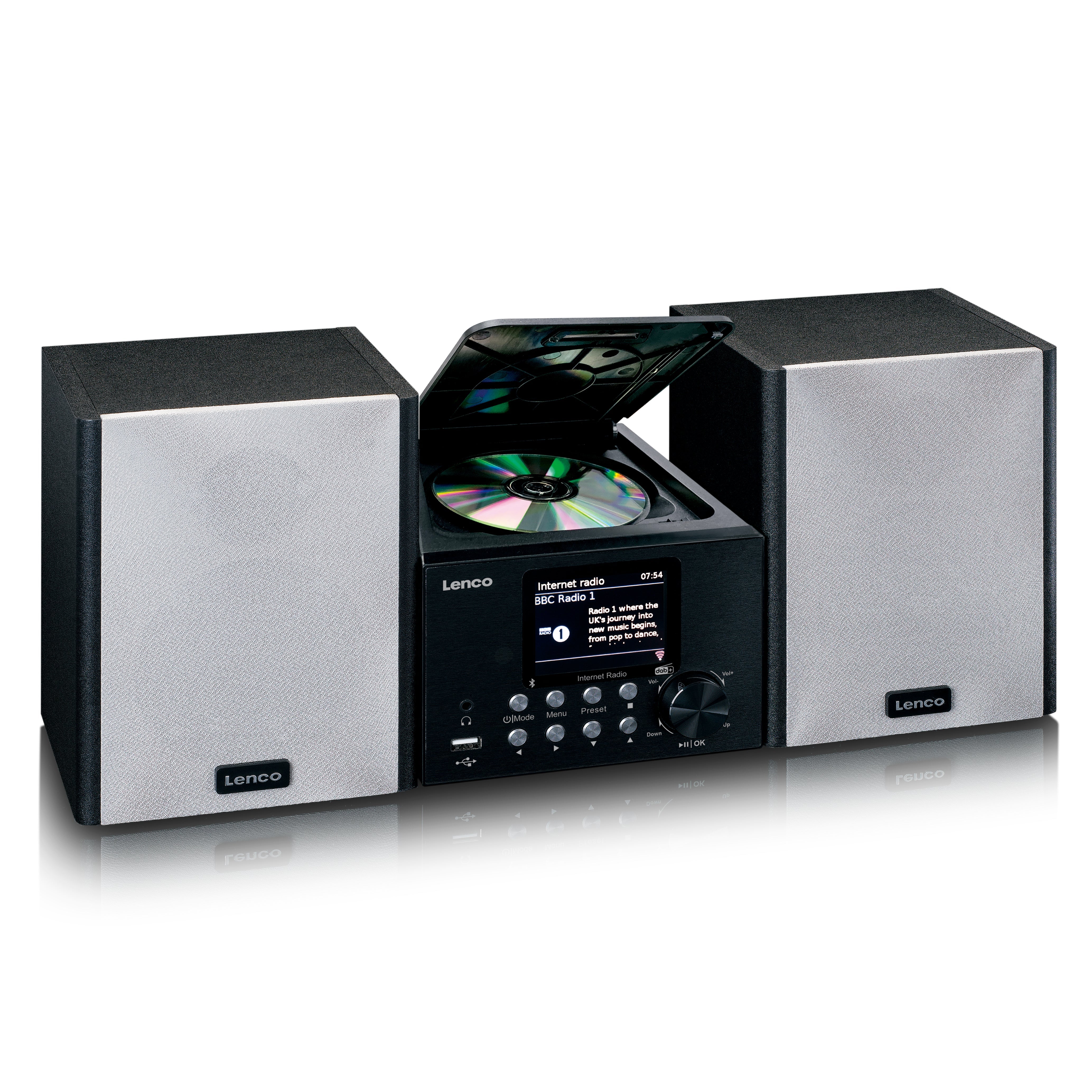 LENCO MC-250BK UK - Micro set with Smart Radio, CD/USB player, internet, DAB+, Bluetooth® - Black - Refurbished