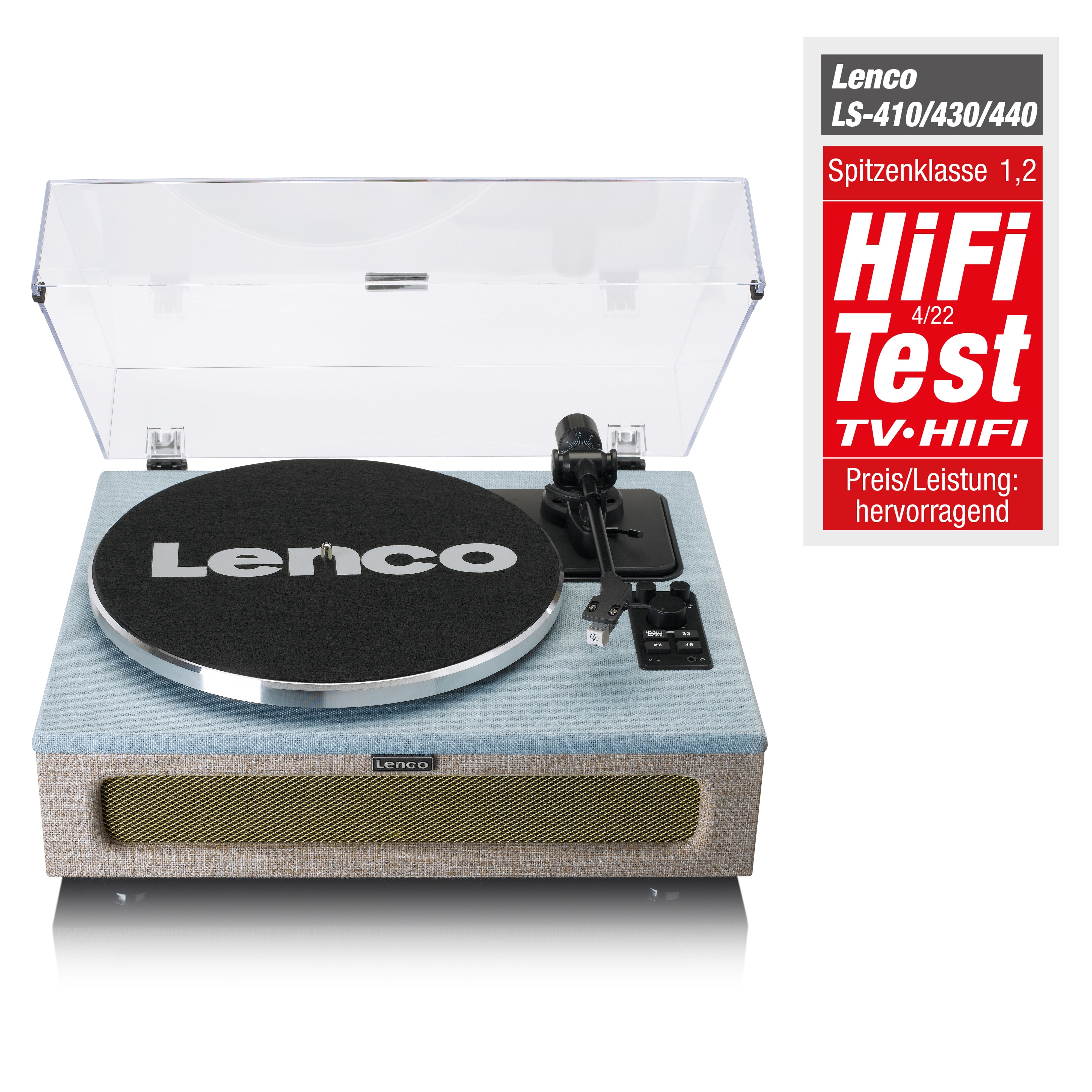 LENCO LS-440BUBG - Turntable with 4 built-in speakers - Fabric - Refurbished