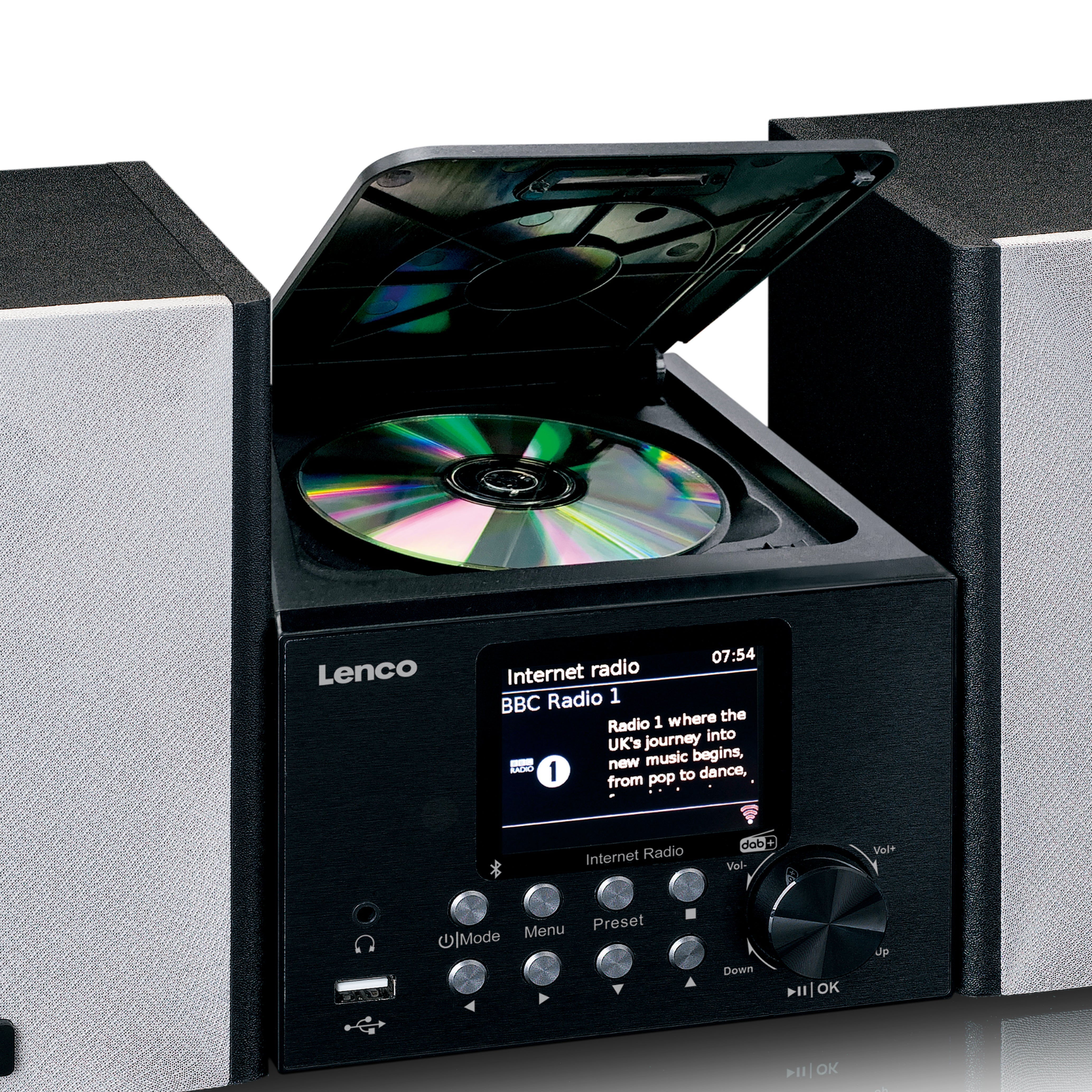 LENCO MC-250BK UK - Micro set with Smart Radio, CD/USB player, internet, DAB+, Bluetooth® - Black - Refurbished