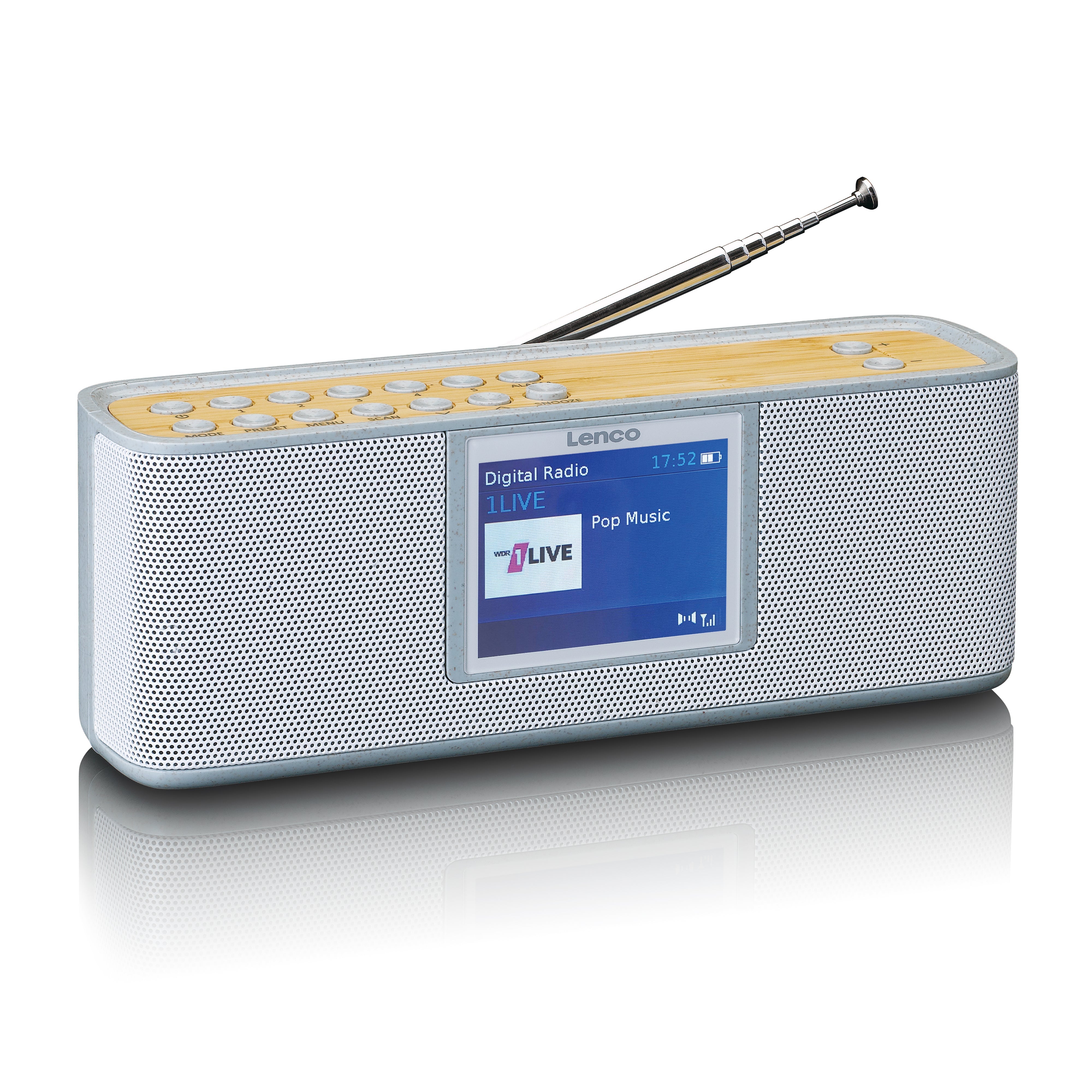 LENCO PDR-046GY - Eco DAB+ radio met Bluetooth® 5.0, white/bamboo - Refurbished