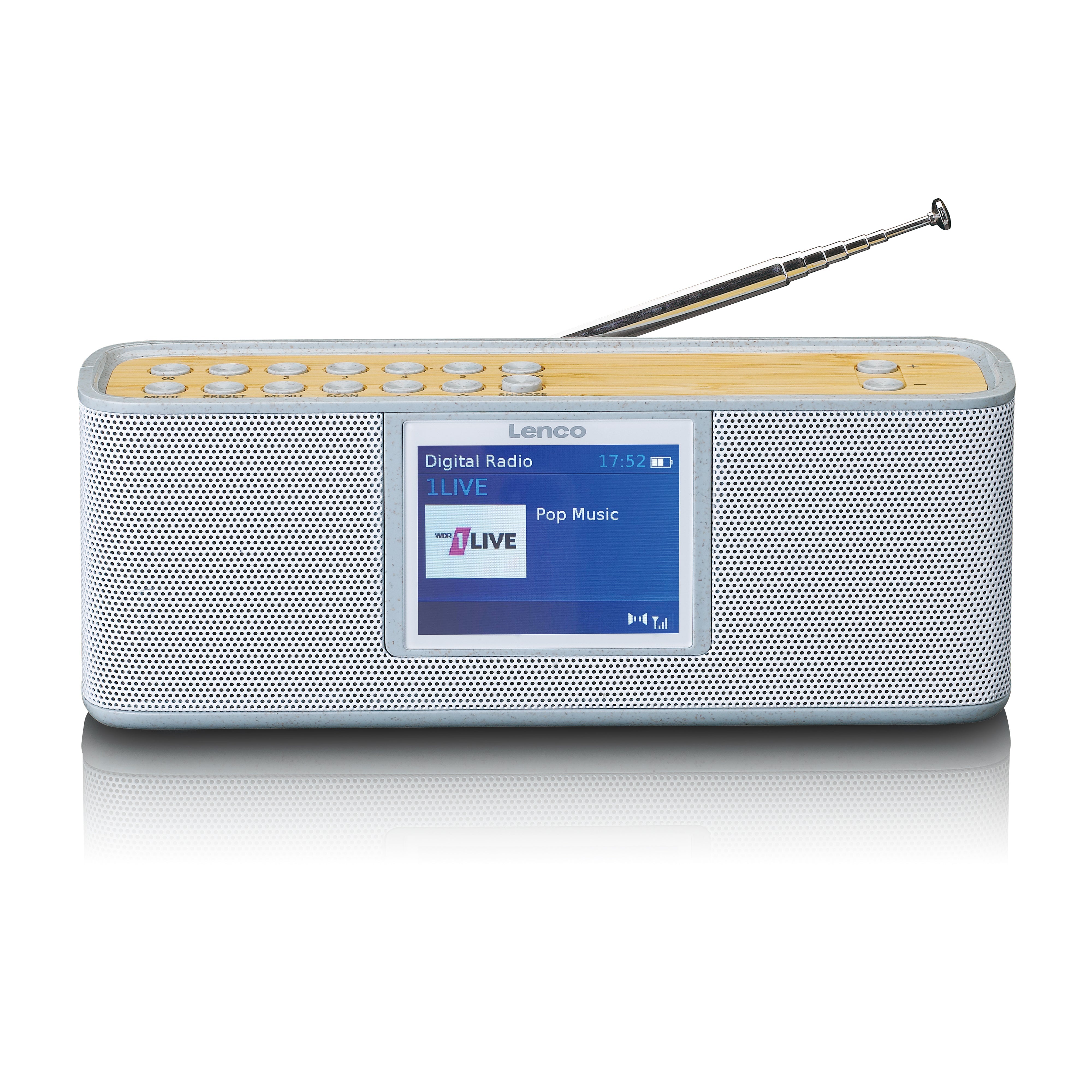 LENCO PDR-046GY - Eco DAB+ radio met Bluetooth® 5.0, white/bamboo - Refurbished
