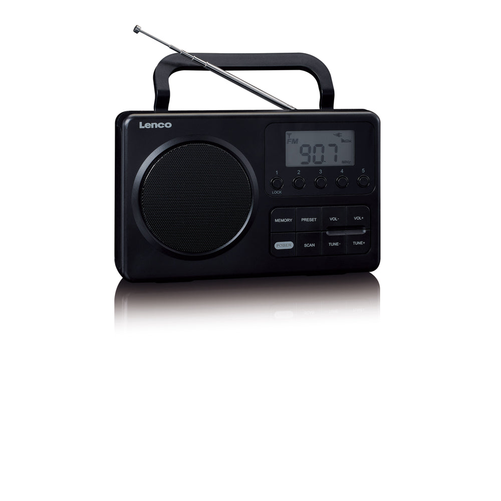 Lenco MPR-035BK - Compact portable FM radio with LCD display - Black