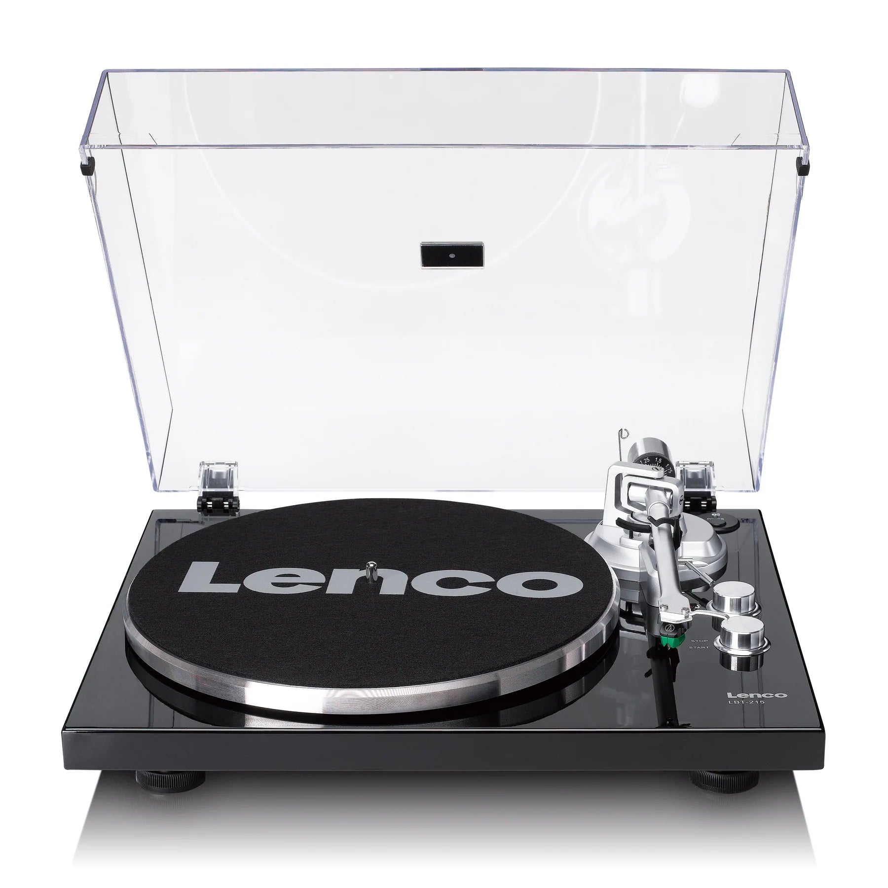 LENCO LBT-215BK - Record player with Bluetooth® and a metal platter, tonearm, and counterweight - Exclusive Piano Black finish