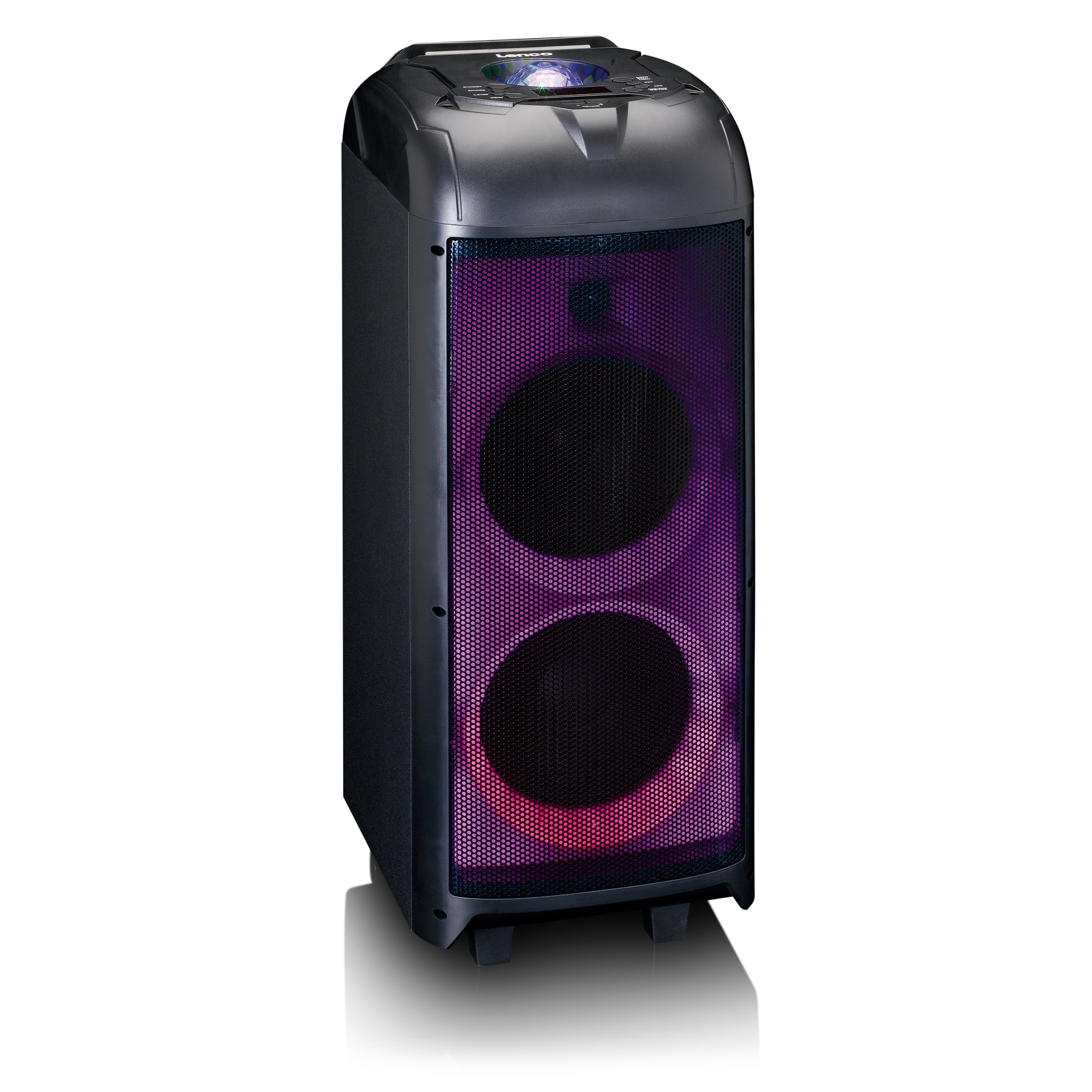 LENCO - PA-260BK - PA with full front LED lighting and disco ball - Refurbished