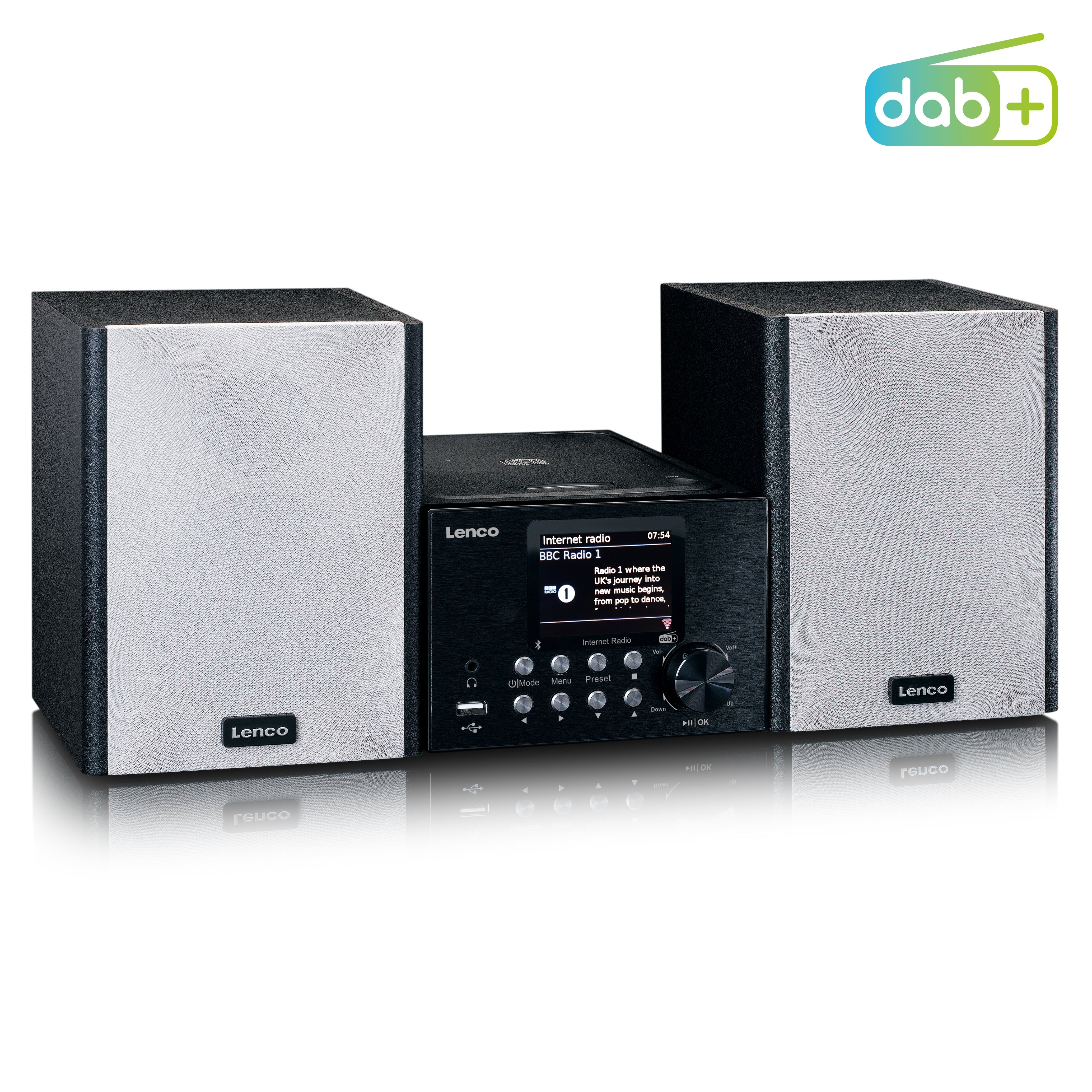 LENCO MC-250BK UK - Micro set with Smart Radio, CD/USB player, internet, DAB+, Bluetooth® - Black - Refurbished