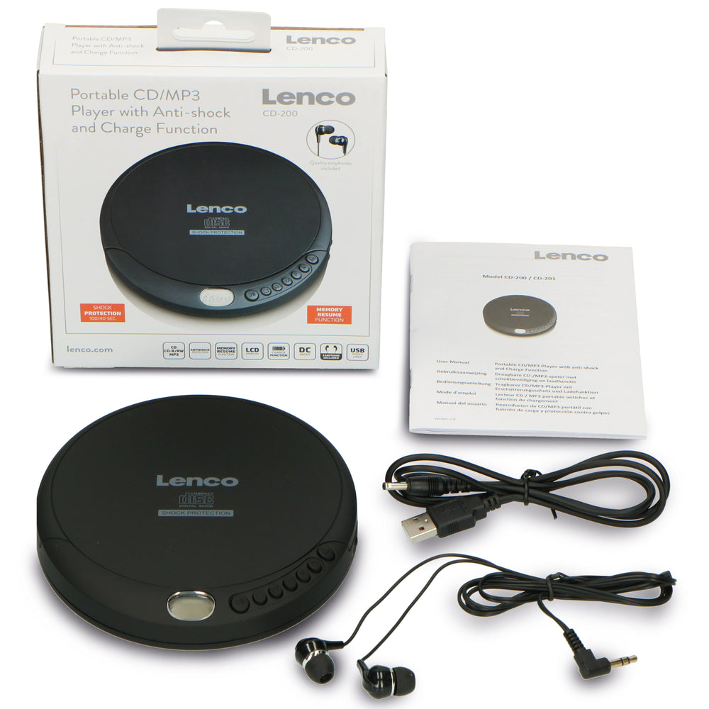 LENCO CD-200 - Portable CD-player with anti-shock - Black