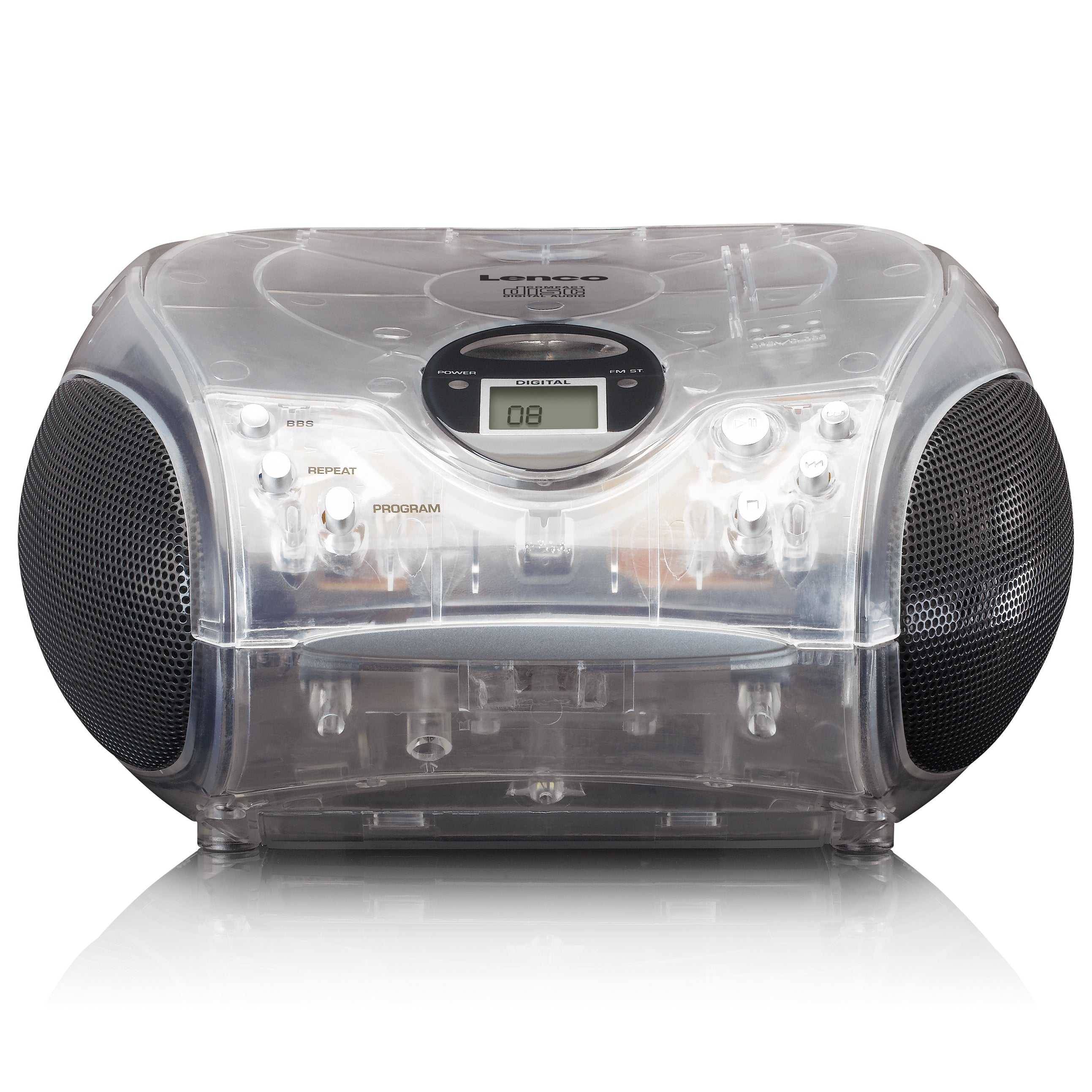 LENCO - SCD-24TR UK - Portable stereo FM radio with CD player - Transparent