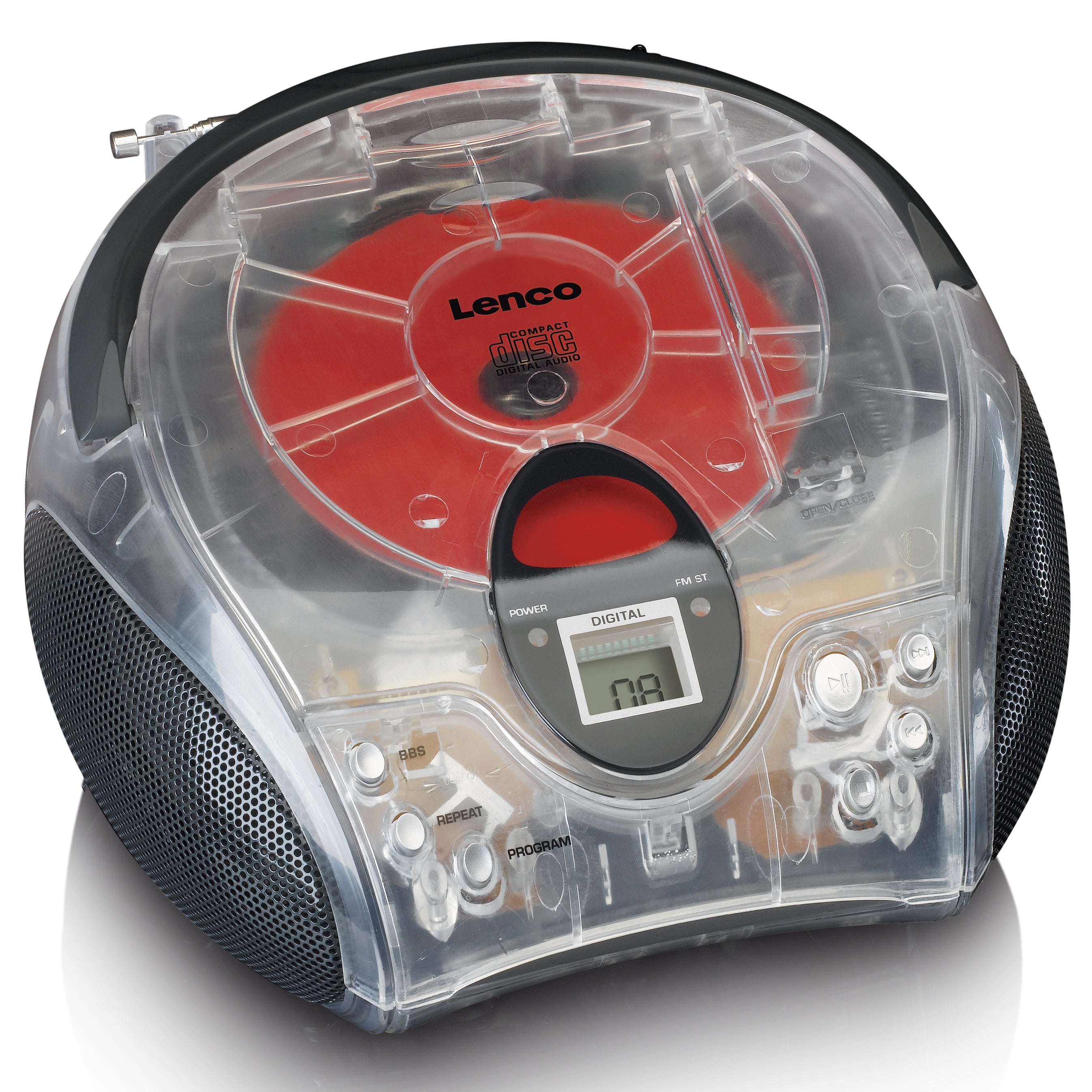 LENCO - SCD-24TR UK - Portable stereo FM radio with CD player - Transparent - Refurbished