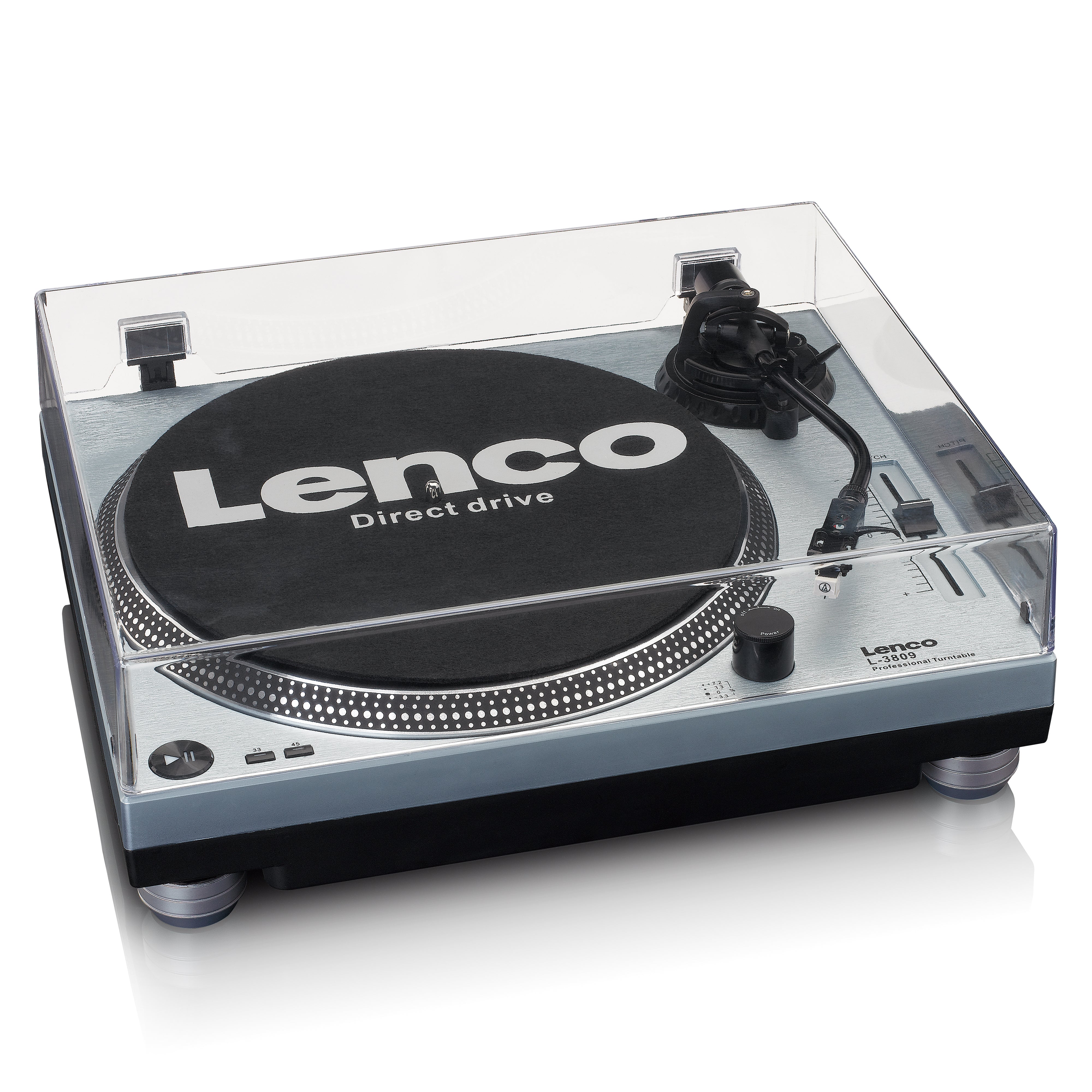 LENCO L-3809ME - Direct drive turntable with USB / PC Encoding - Metallic blue - Refurbished