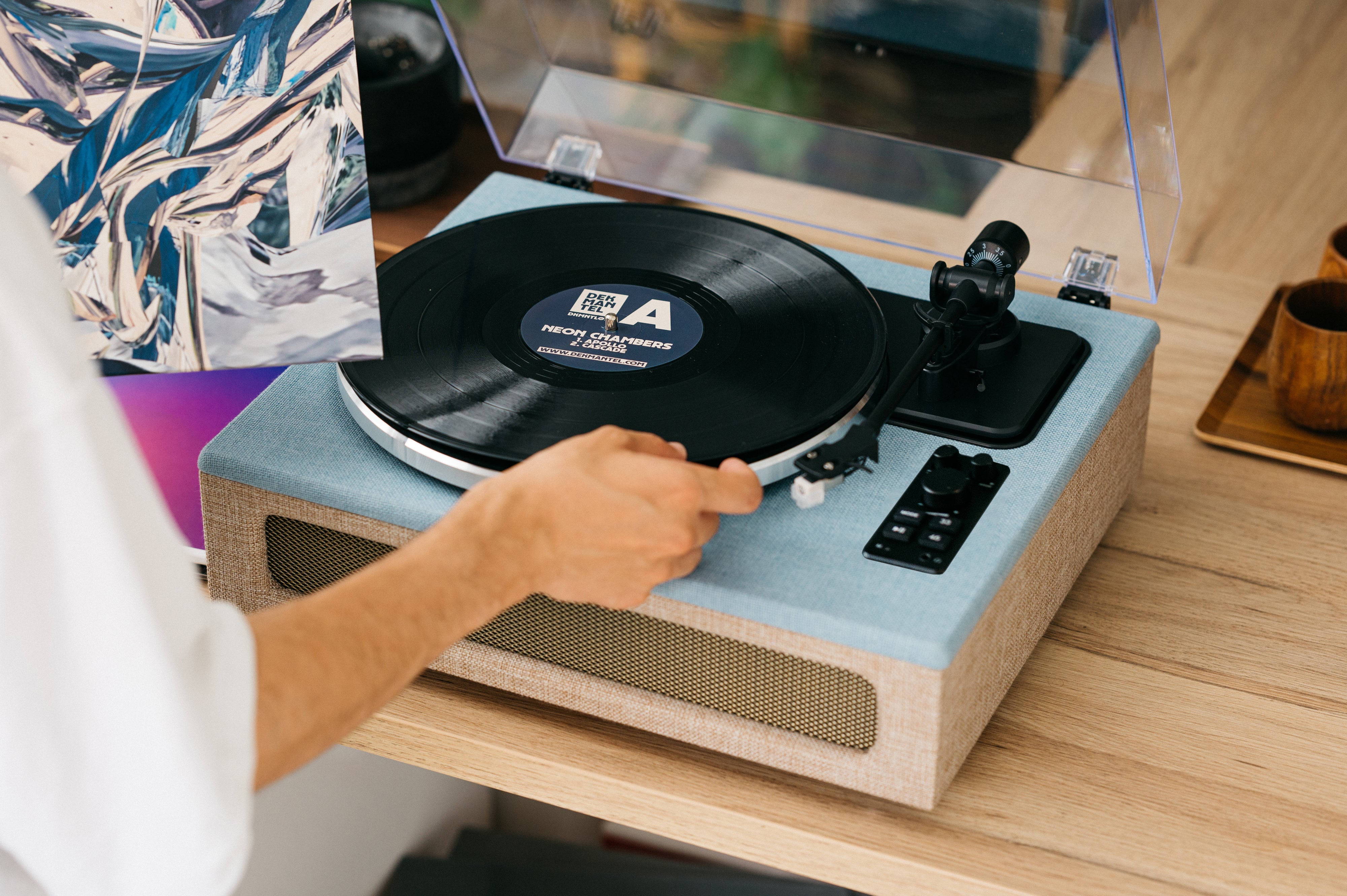LENCO LS-440BUBG - Turntable with 4 built-in speakers - Fabric - Refurbished