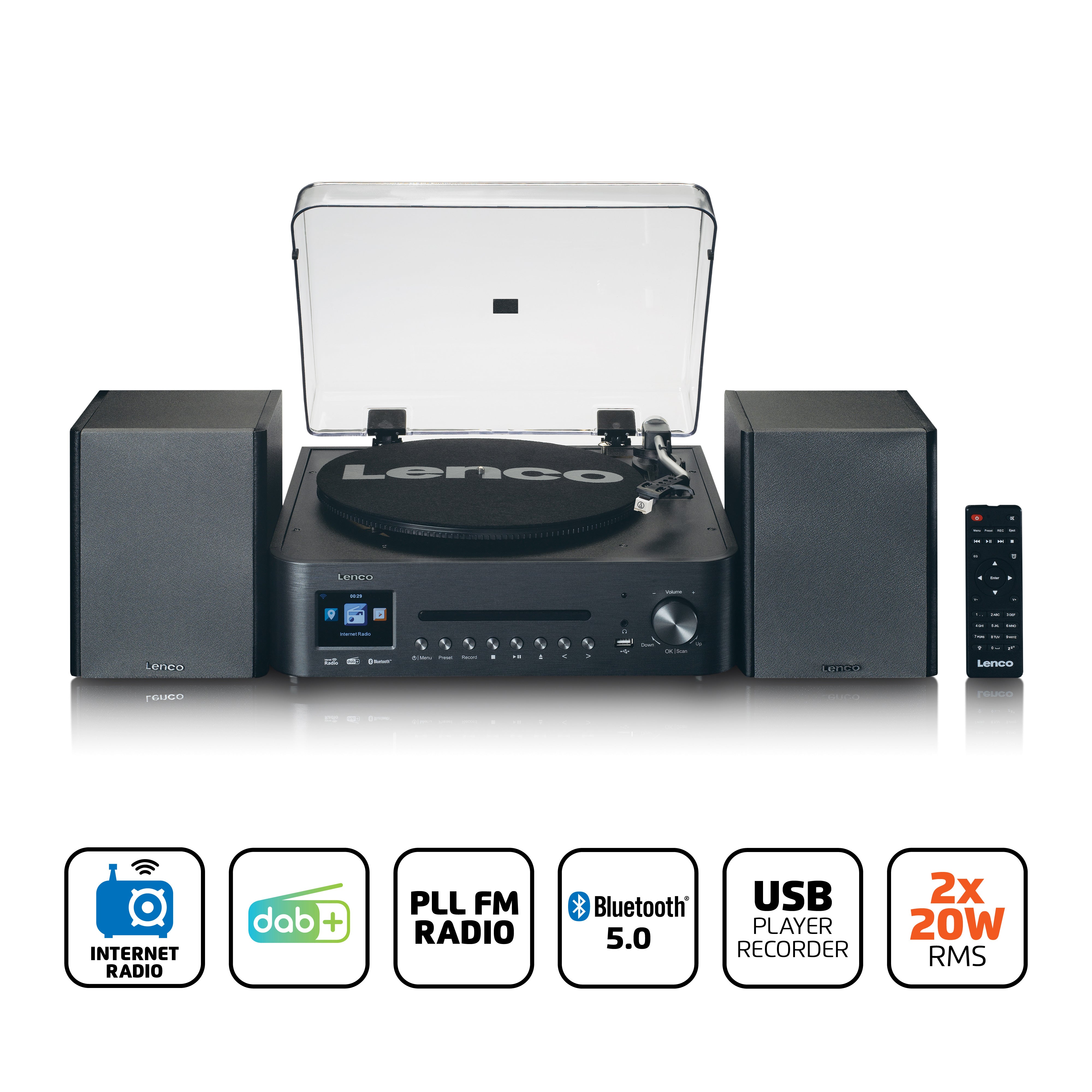 LENCO MC-460BK - Hifi set with internet, DAB+ and FM radio - Black - Refurbished